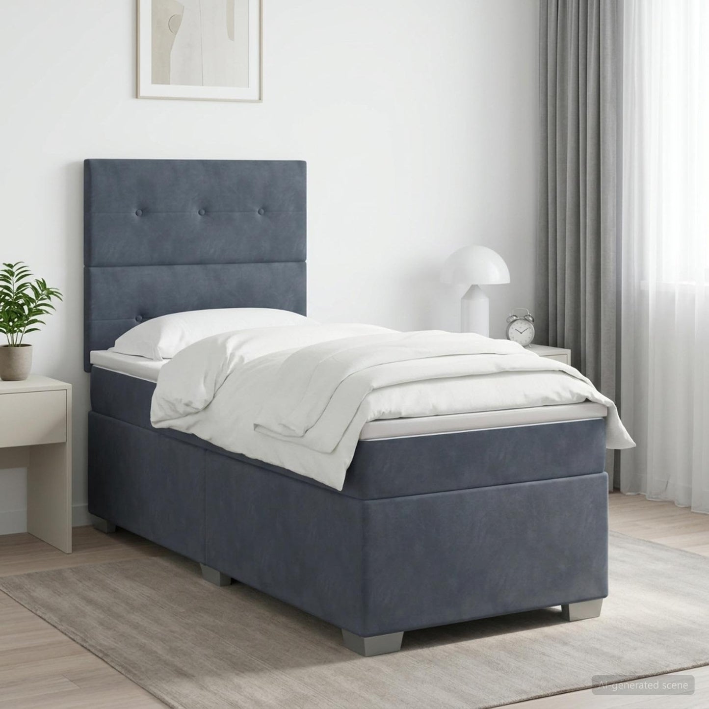 Boxspring ágy matraccal és LED-del Sötétszürke 90 x 190 cm
