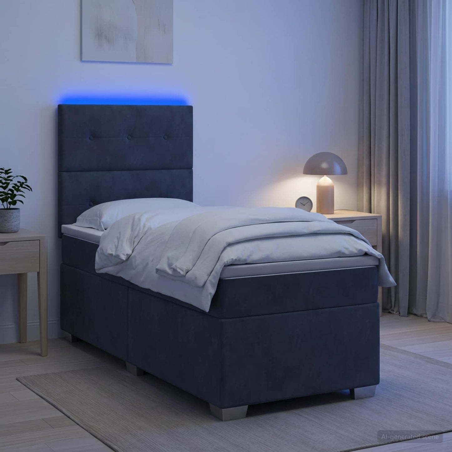 Boxspring ágy matraccal és LED-del Sötétszürke 90 x 190 cm