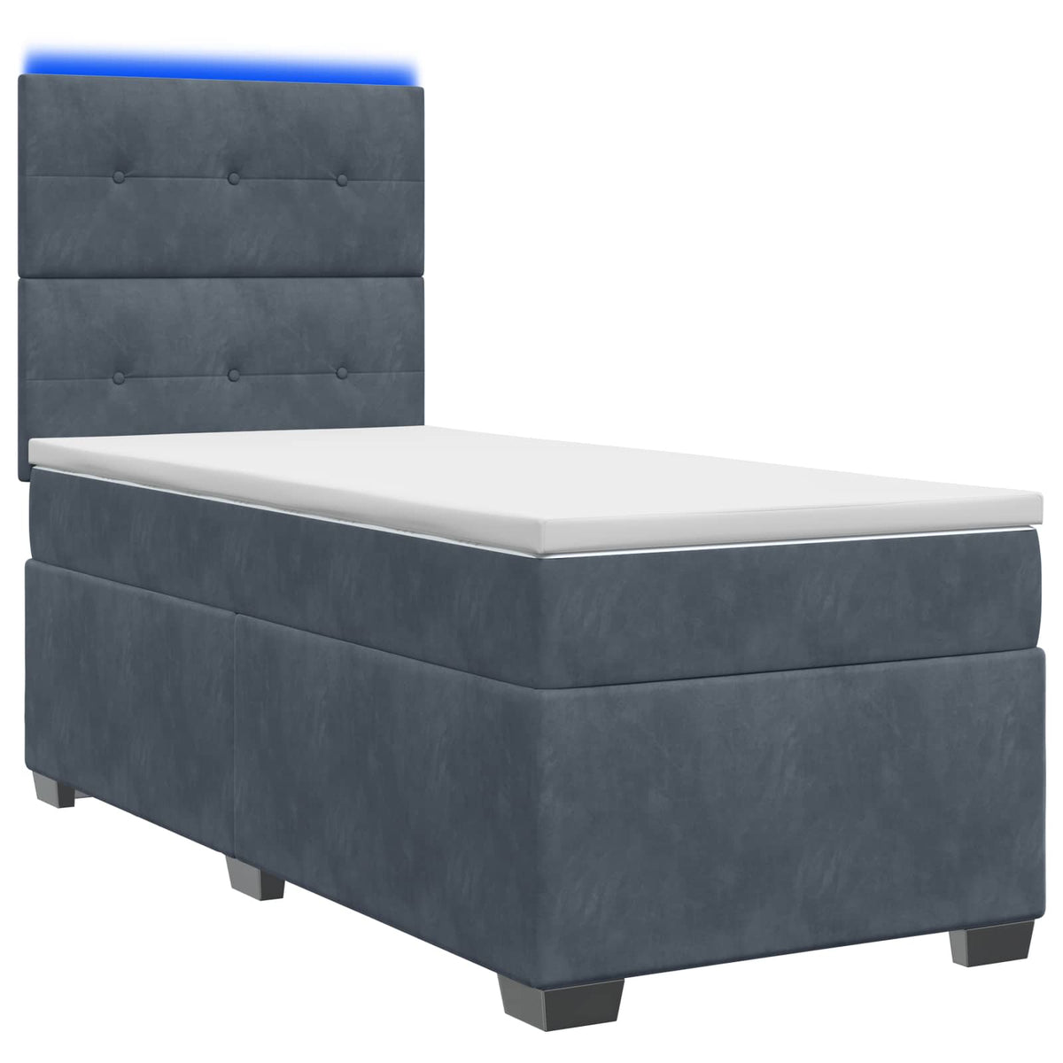 Boxspring ágy matraccal Sötétszürke 80 x 200 cm Bársony