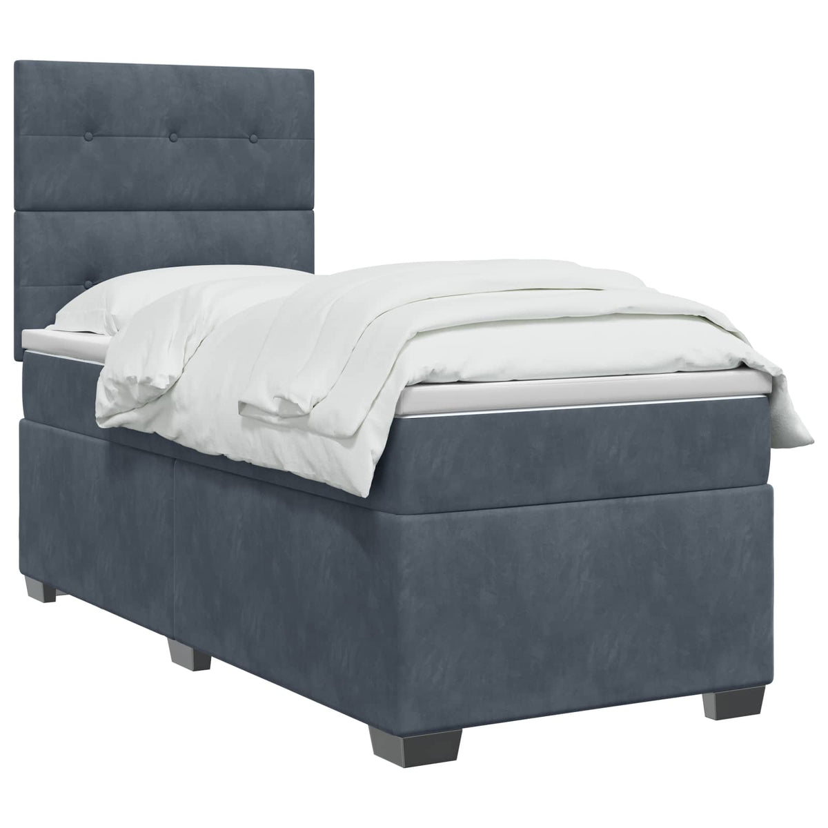 Boxspring ágy matraccal Sötétszürke 80 x 200 cm Bársony