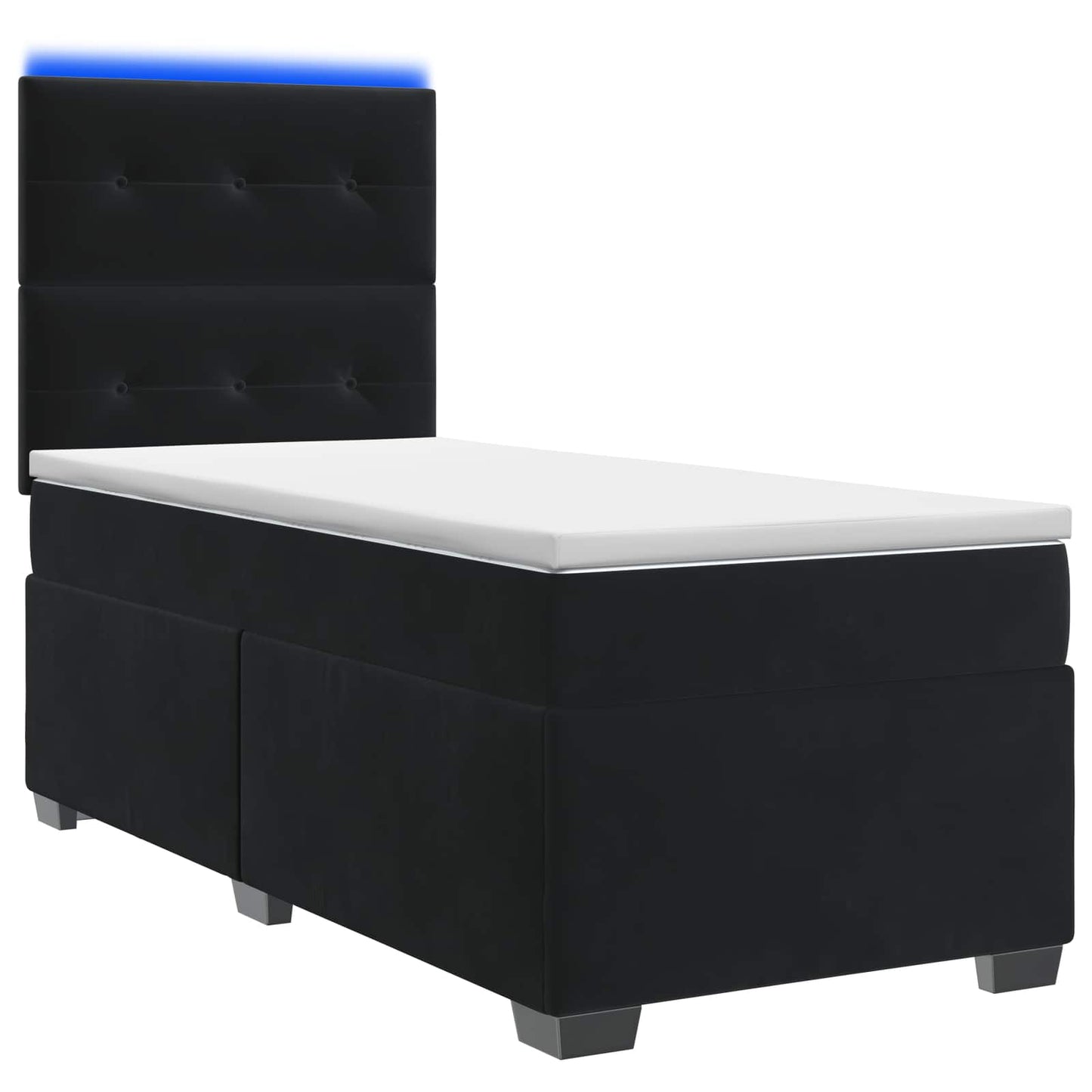Boxspring ágy matraccal fejtámlával Fekete 80 x 200 cm Bársony