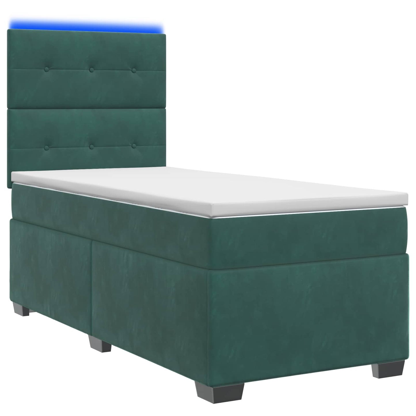 Boxspring ágy matraccal Sötétzöld 80 x 200 cm Bársony