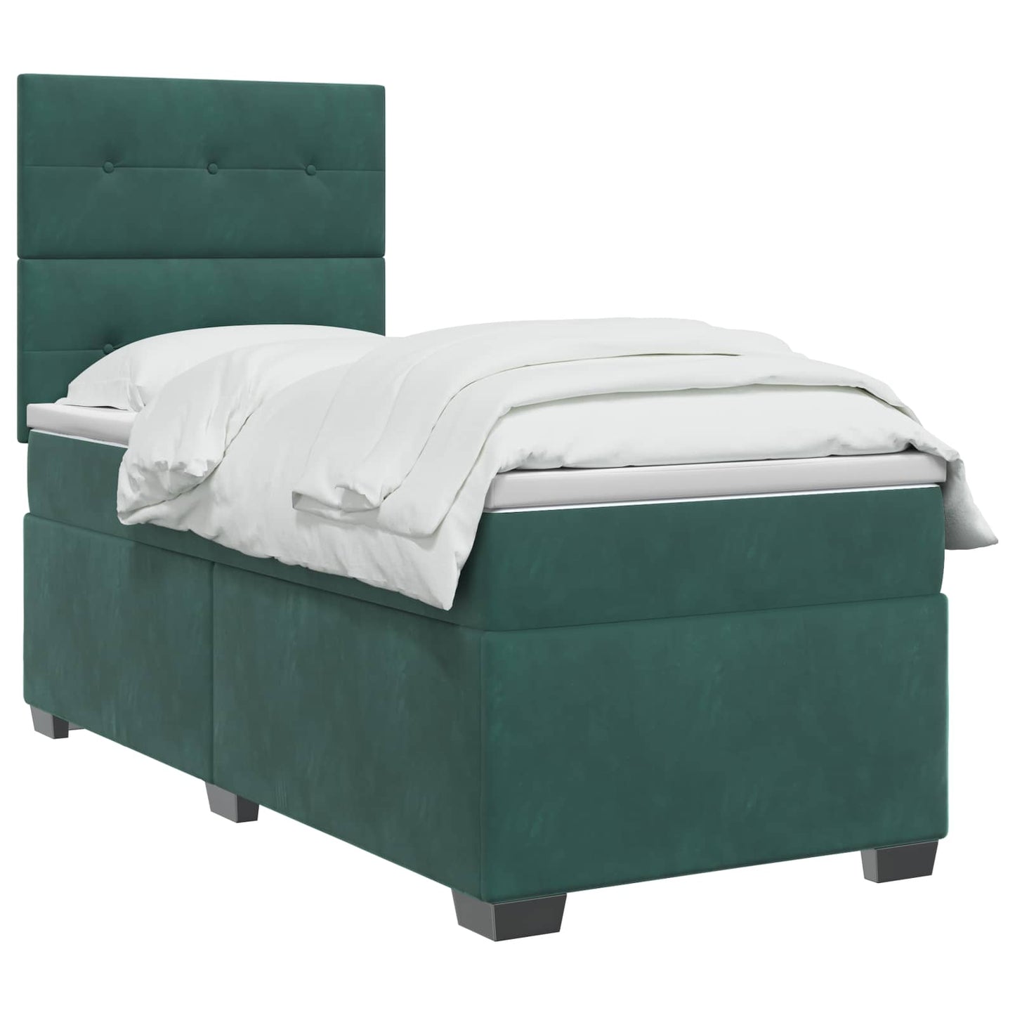 Boxspring ágy matraccal Sötétzöld 80 x 200 cm Bársony