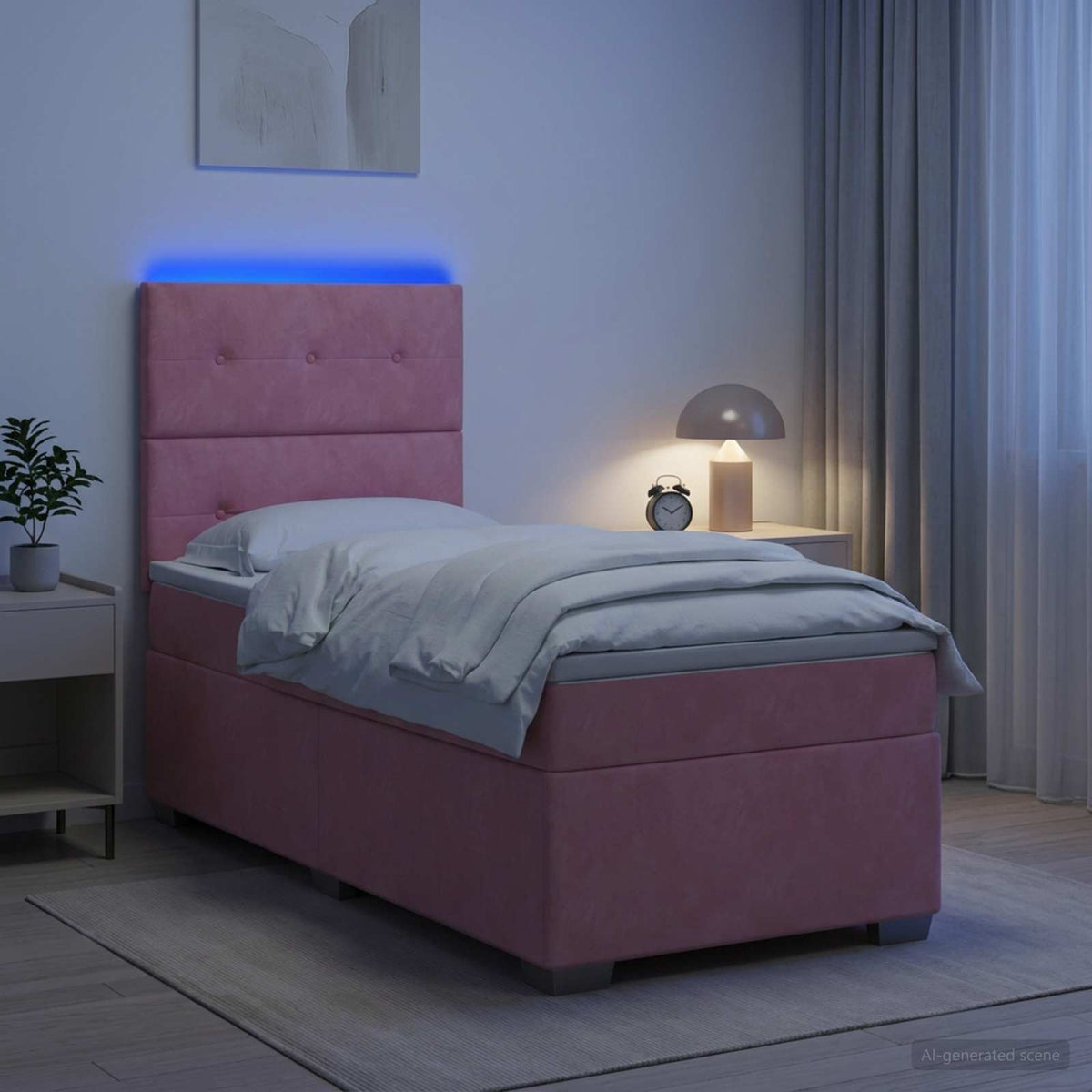 Boxspring ágy matraccal Rózsaszín 80 x 200 cm Bársony