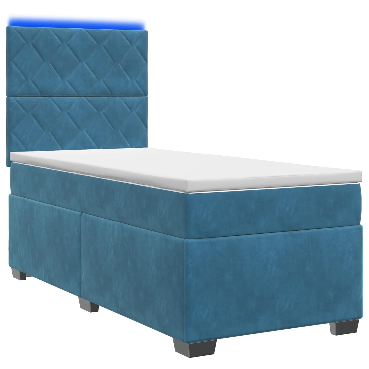 Boxspring ágy matraccal LED szalagokkal Kék 80 x 200 cm Bársony