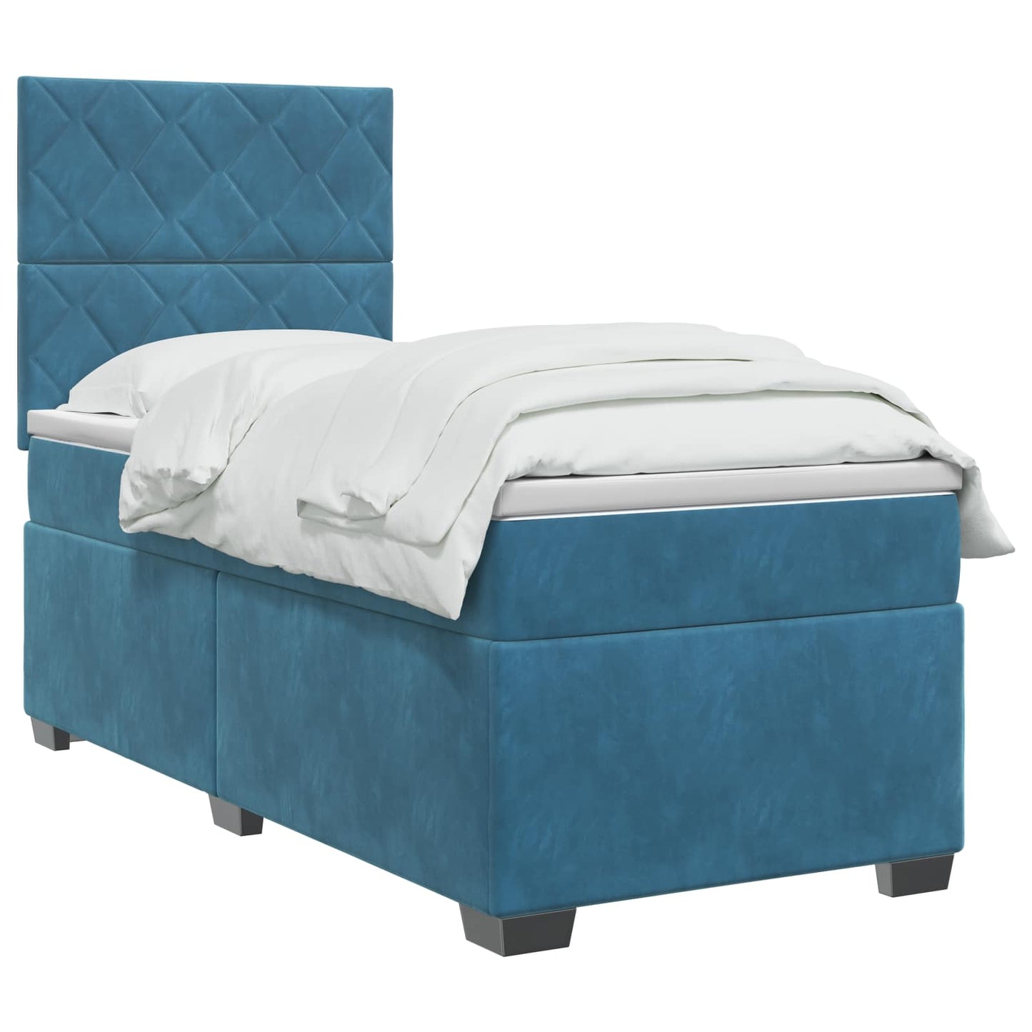 Boxspring ágy matraccal LED szalagokkal Kék 80 x 200 cm Bársony