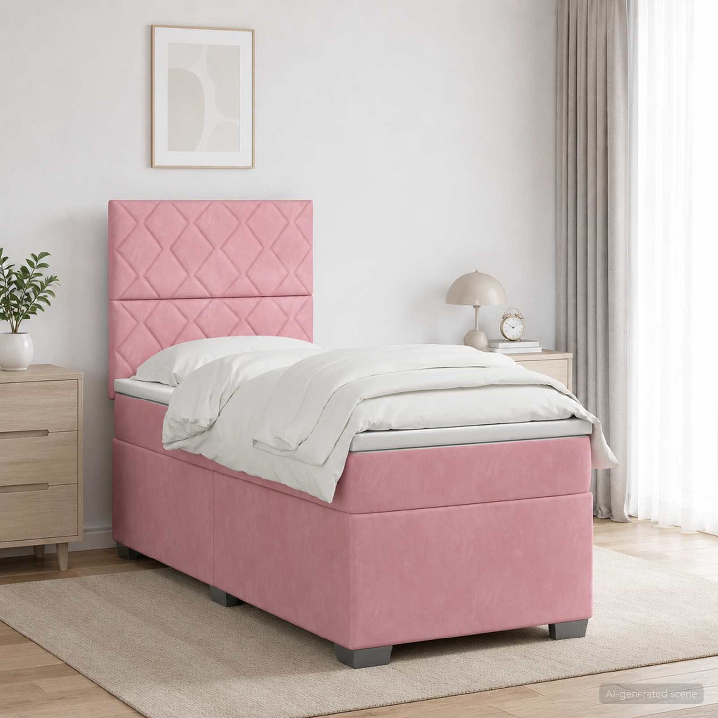 Boxspring ágy matraccal Rózsaszín 80 x 200 cm Bársony