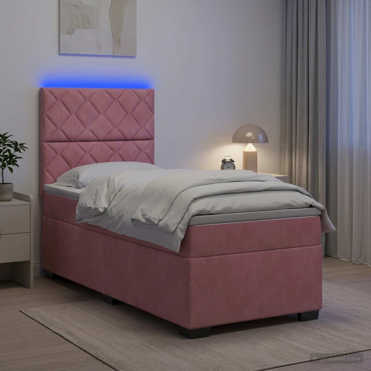 Boxspring ágy matraccal Rózsaszín 90 x 200 cm Bársony