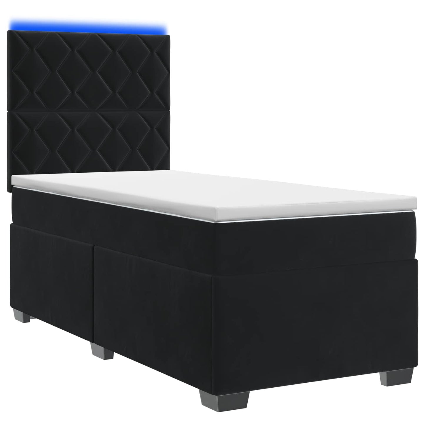 Boxspring ágy matraccal fejtámlával Fekete 90 x 190 cm Bársony