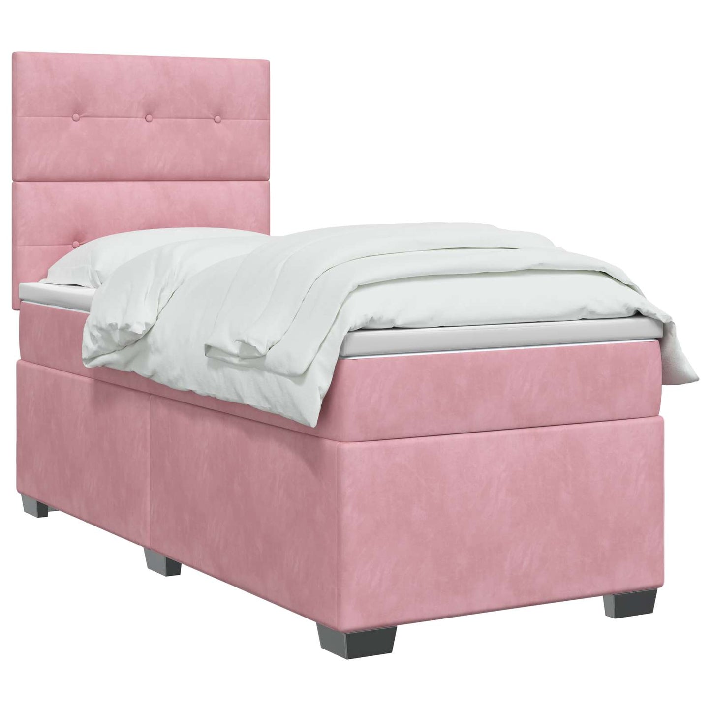 Boxspring ágy matraccal Rózsaszín 90 x 200 cm Bársony