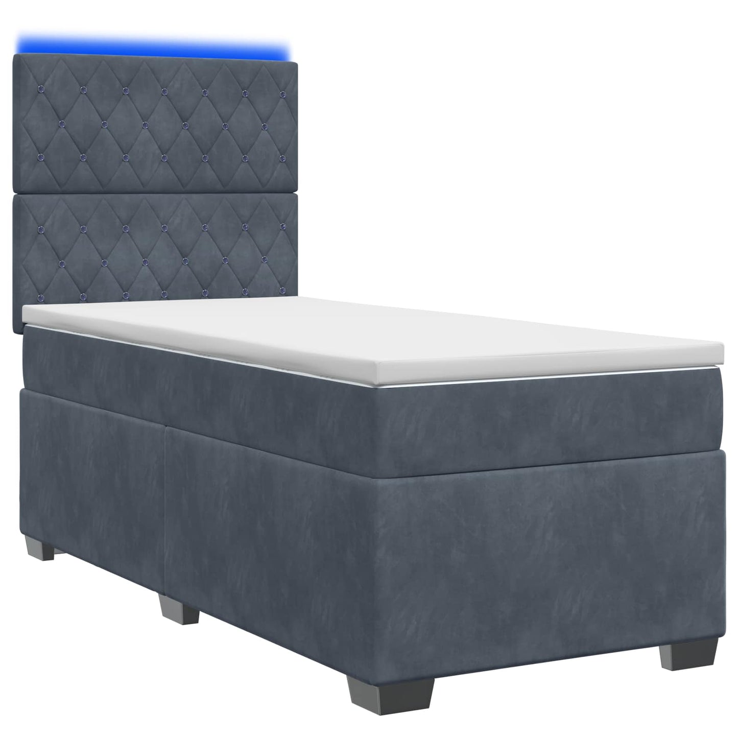 Boxspring ágy matraccal Sötétszürke 100 x 200 cm Bársony