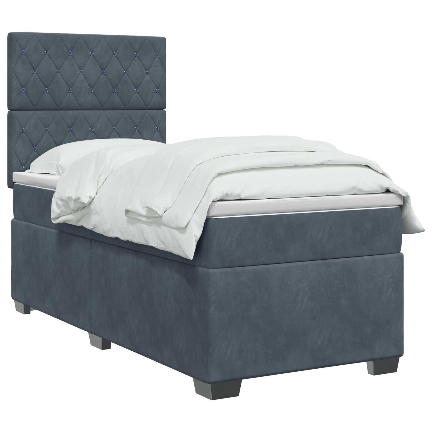 Boxspring ágy matraccal Sötétszürke 100 x 200 cm Bársony