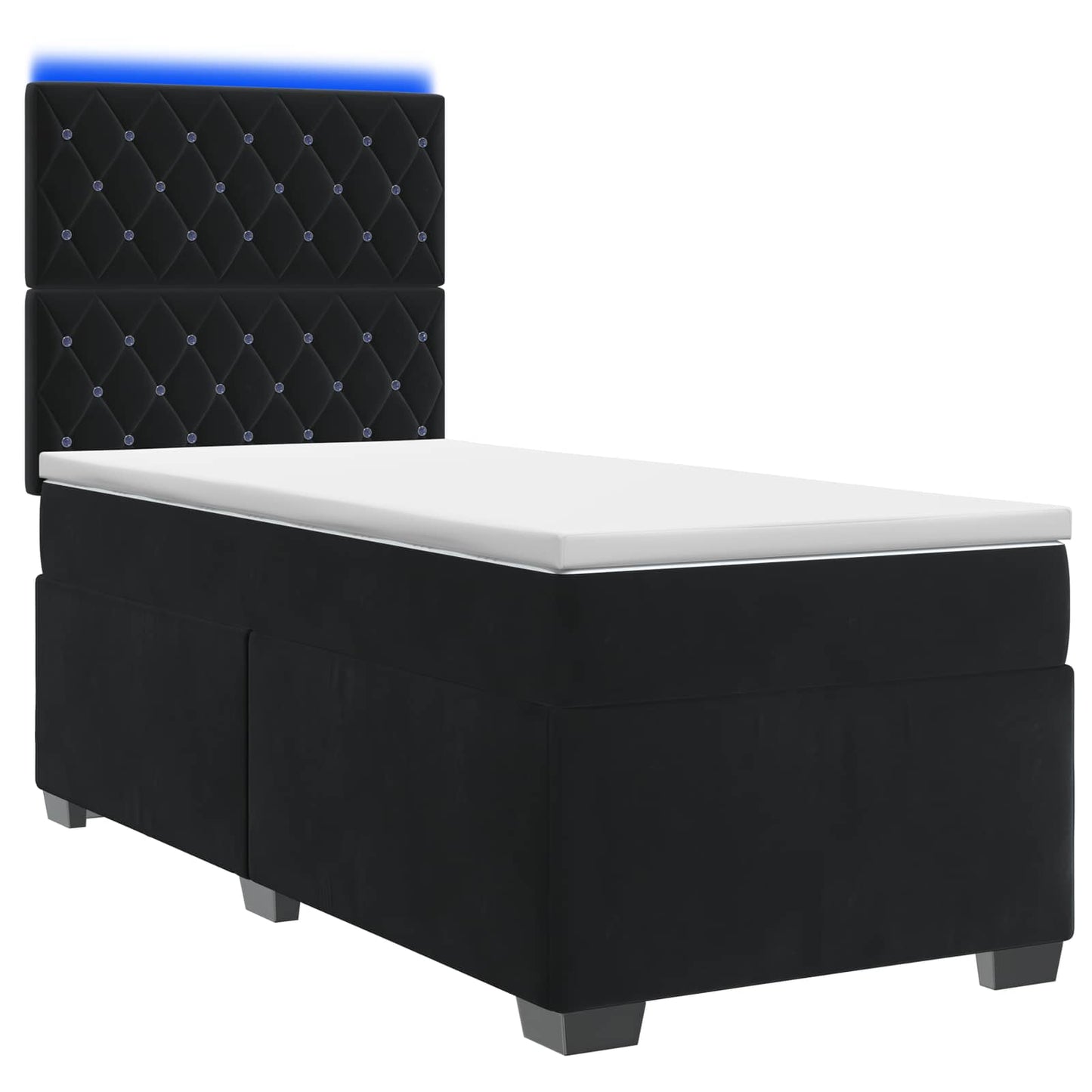 Boxspring ágy matraccal fejtámlával Fekete 100 x 200 cm Bársony