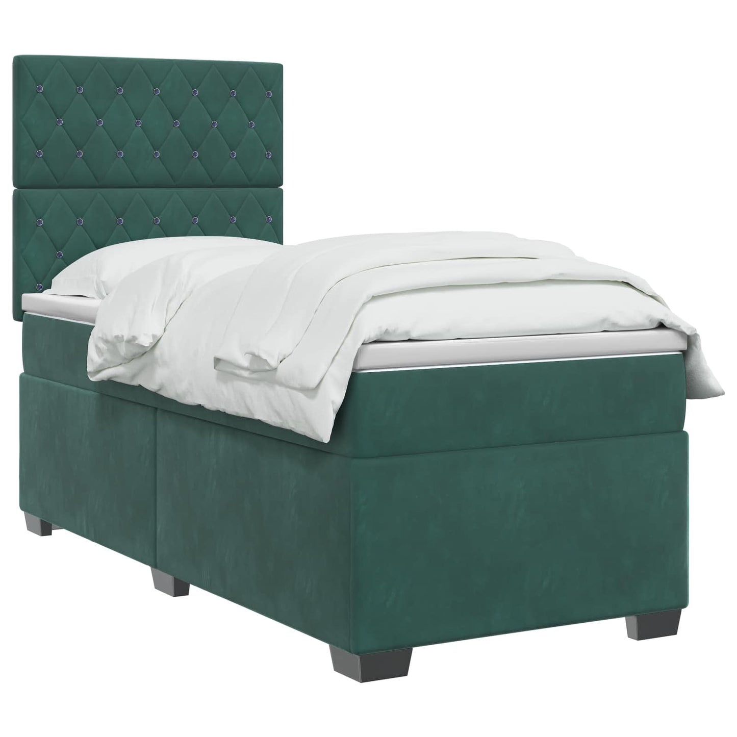 Boxspring ágy matraccal Sötétzöld 100 x 200 cm Bársony
