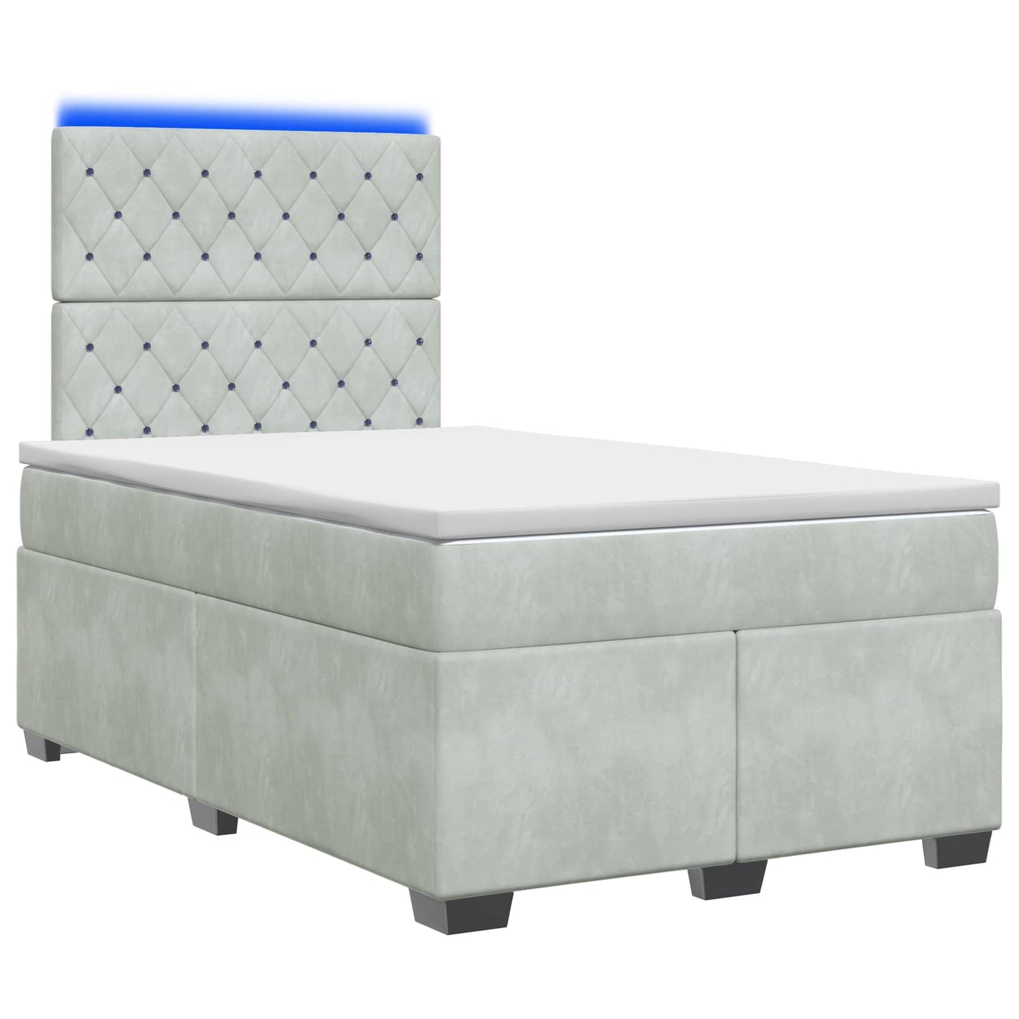 Boxspring ágy matraccal Világosszürke 120 x 190 cm Bársony