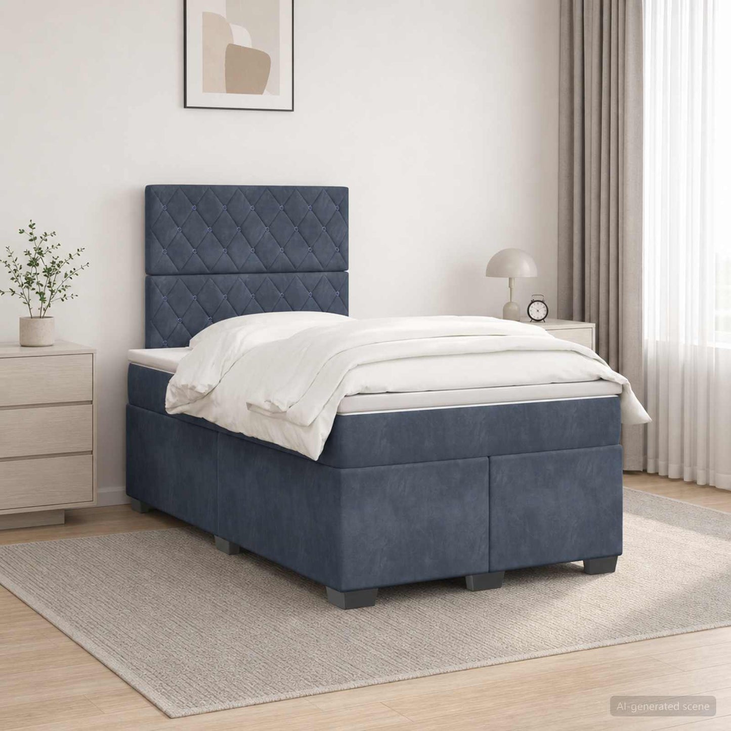 Boxspring ágy matraccal Sötétszürke 120 x 200 cm Bársony
