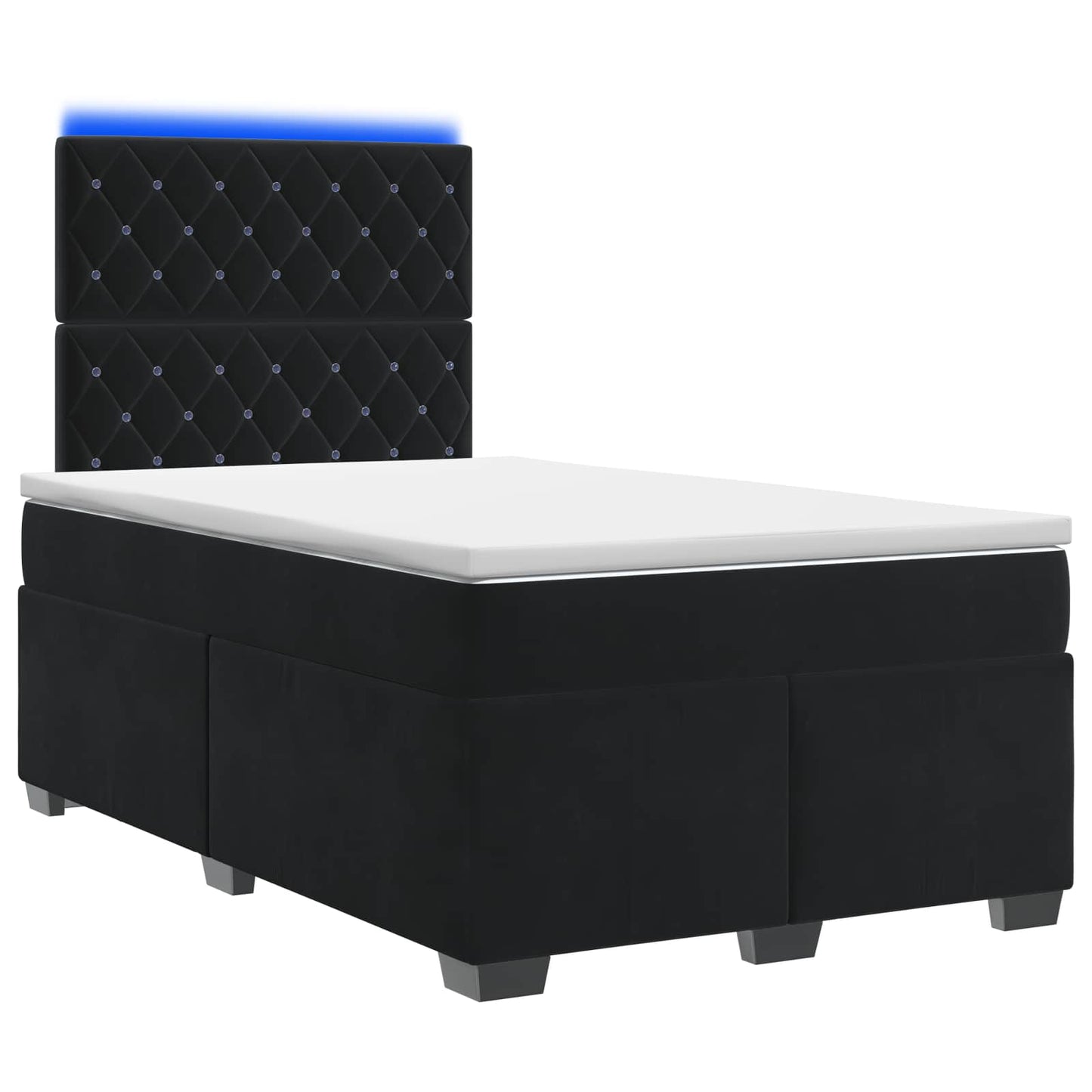 Boxspring ágy matraccal fejtámlával Fekete 120 x 190 cm Bársony