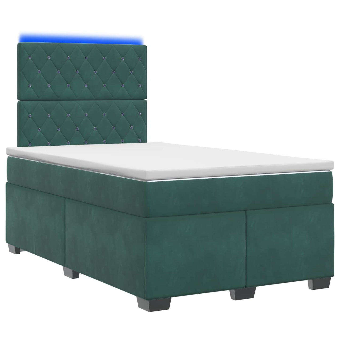 Boxspring ágy matraccal Sötétzöld 120 x 190 cm Bársony