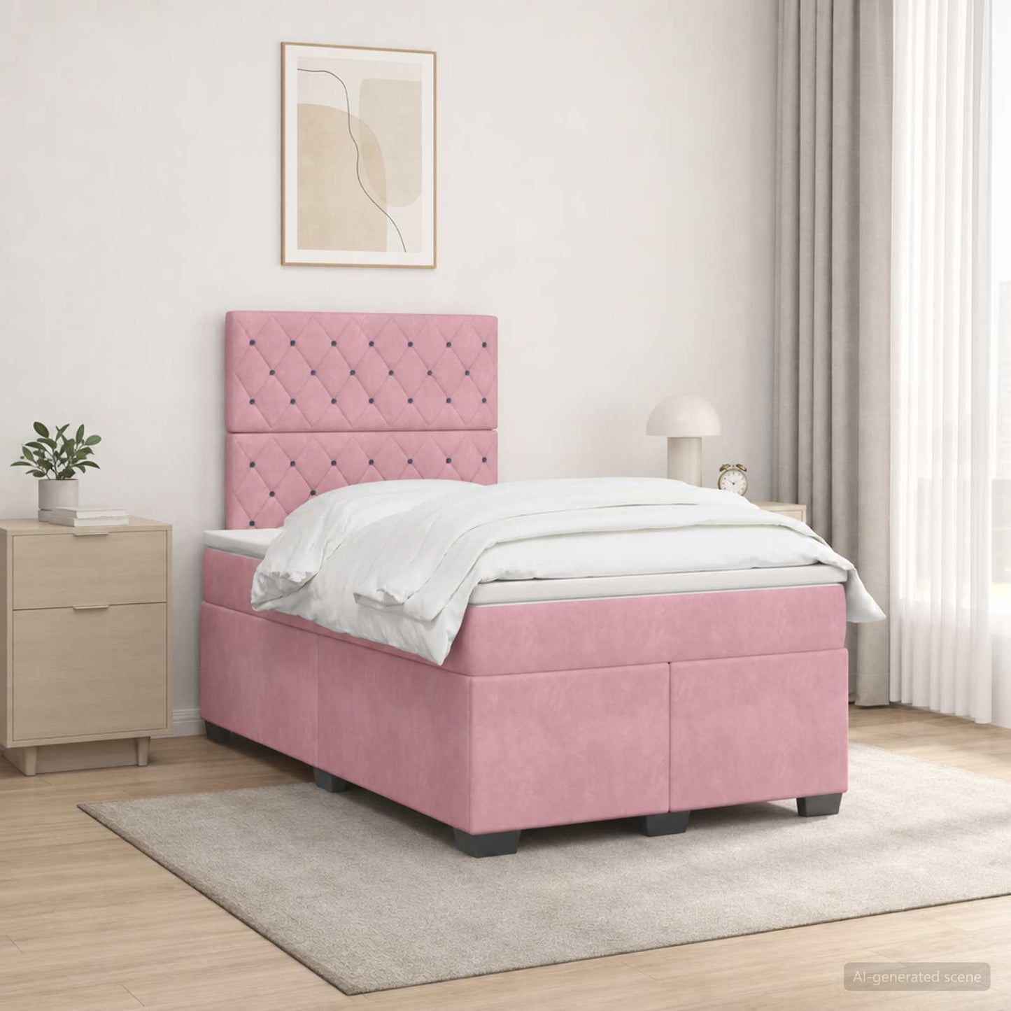 Boxspring ágy matraccal Rózsaszín 120 x 190 cm Bársony