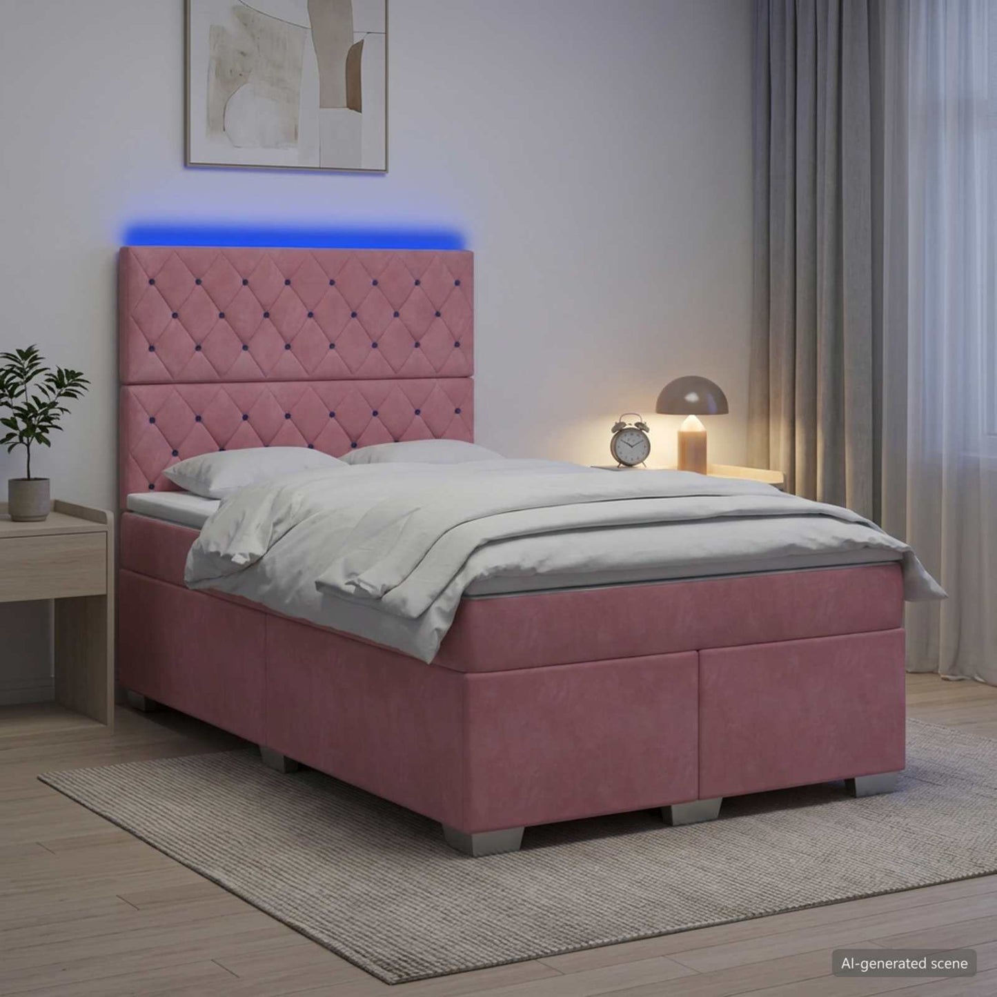 Boxspring ágy matraccal Rózsaszín 120 x 200 cm Bársony