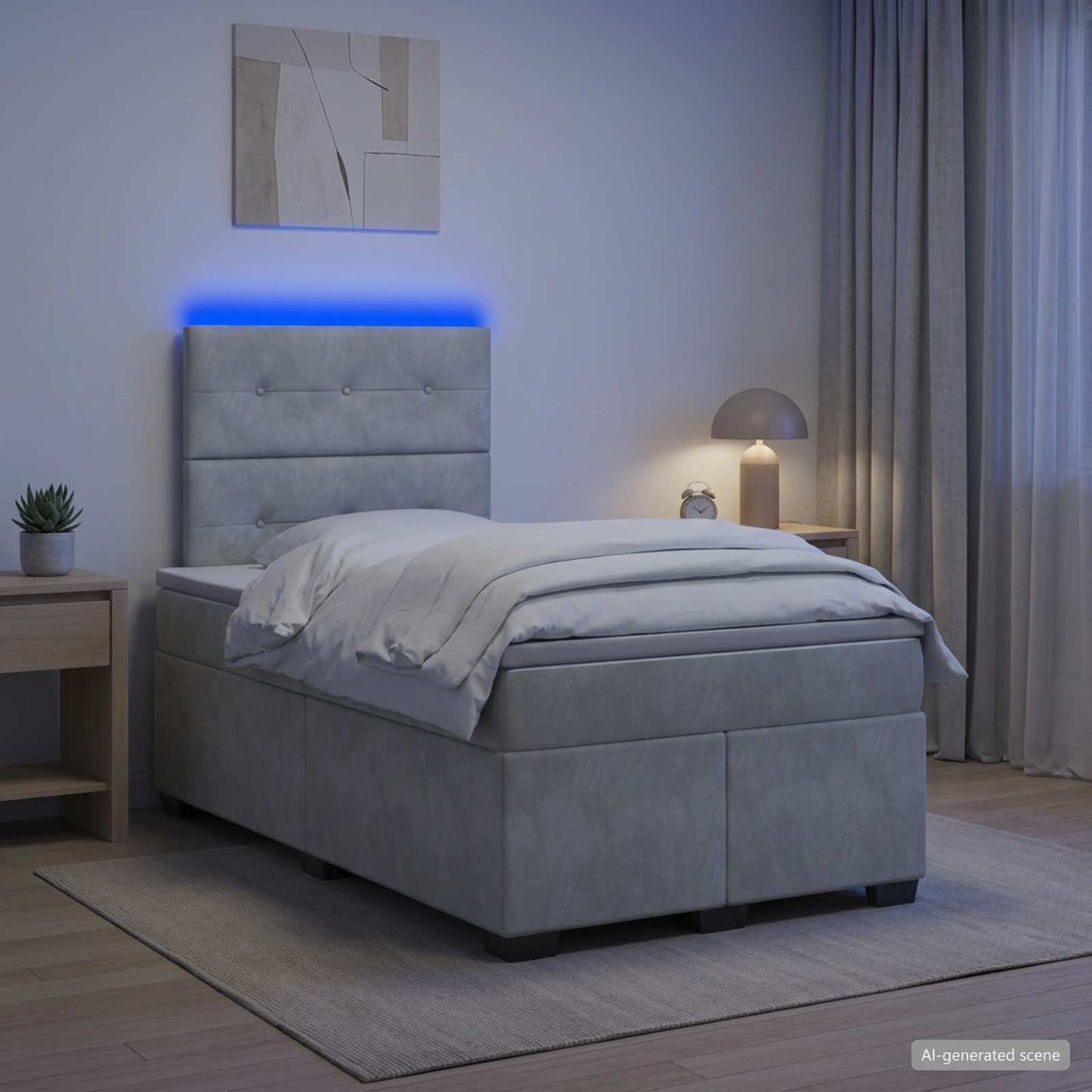 Boxspring ágy matraccal Világosszürke 120 x 200 cm Bársony