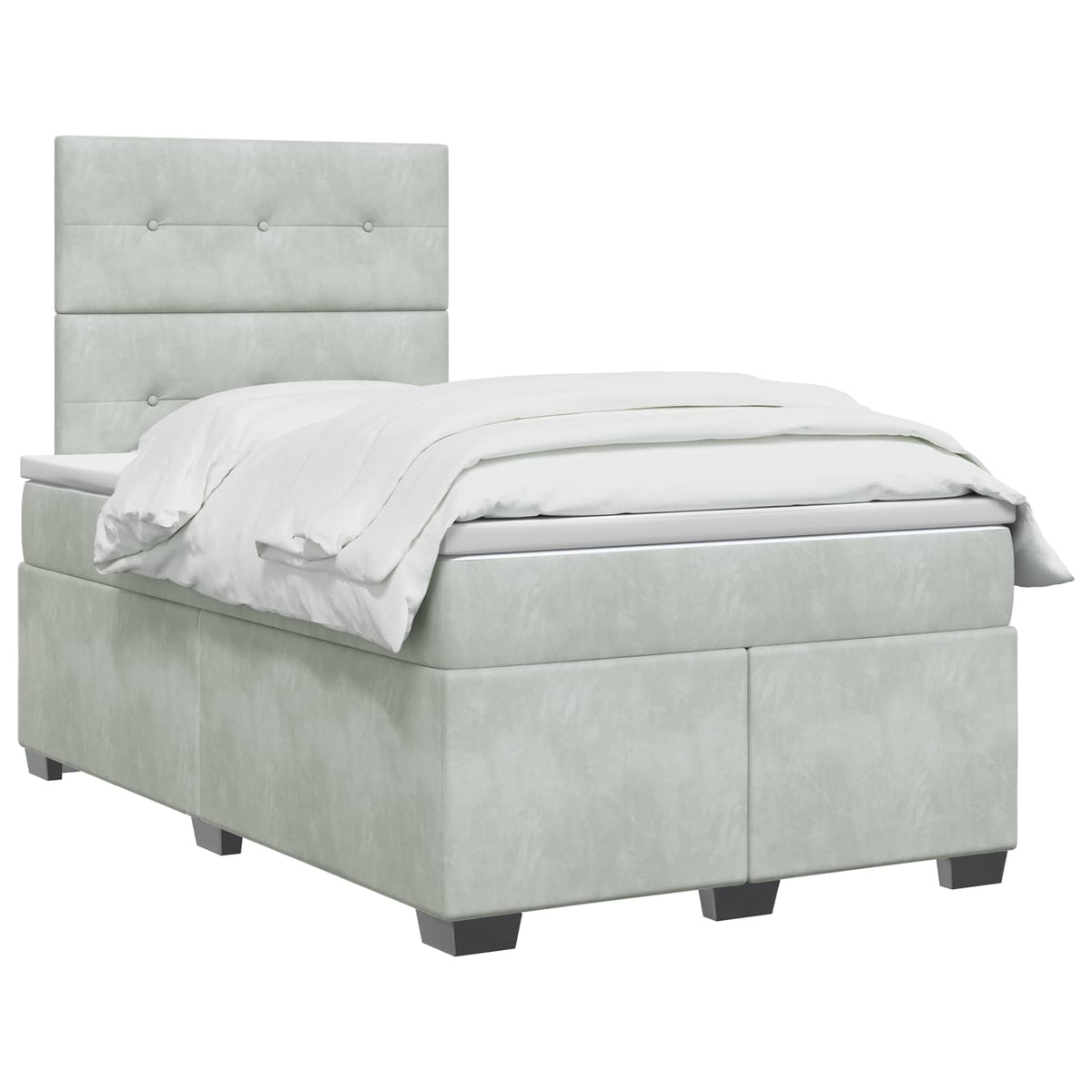 Boxspring ágy matraccal Világosszürke 120 x 190 cm Bársony