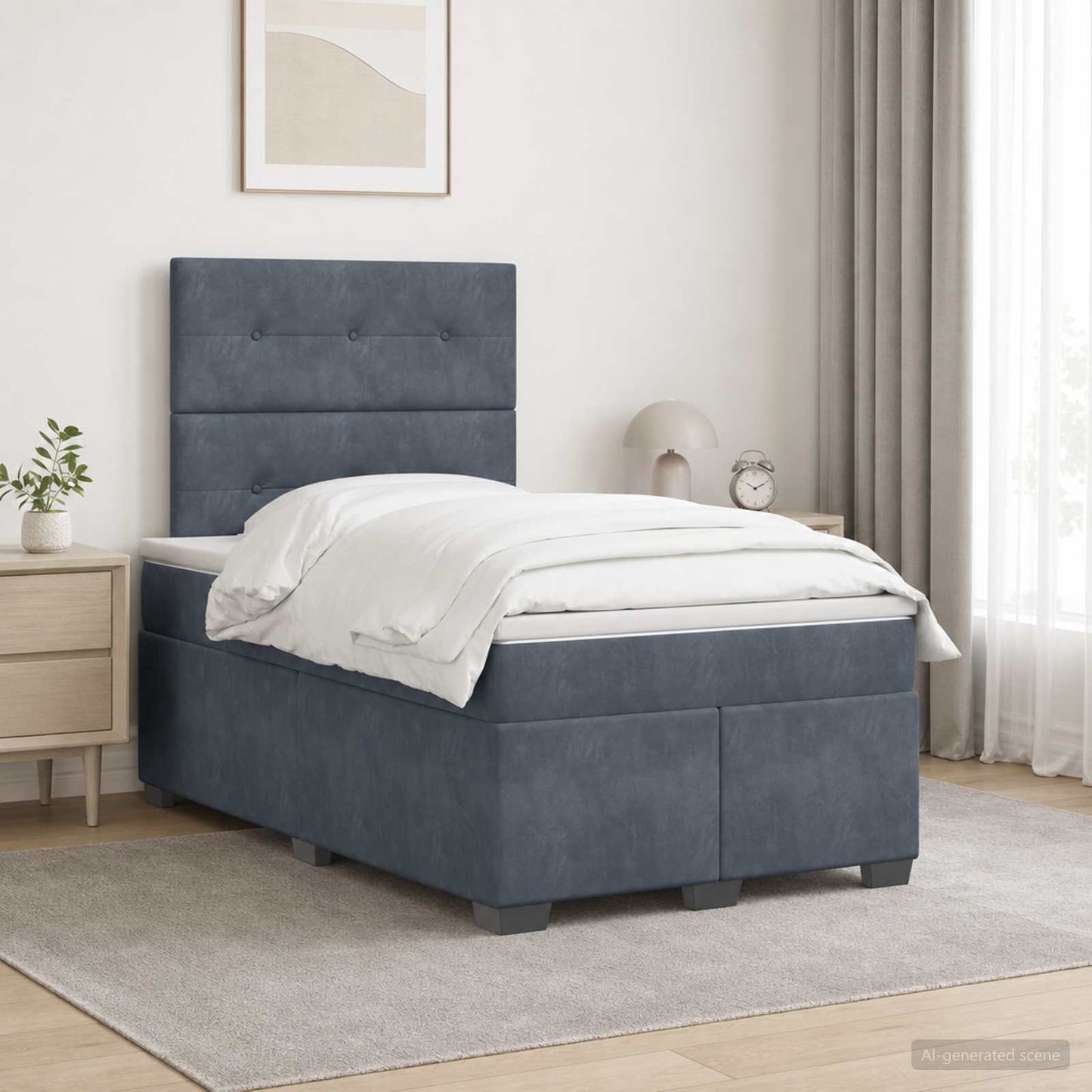 Boxspring ágy matraccal Sötétszürke 120 x 200 cm Bársony