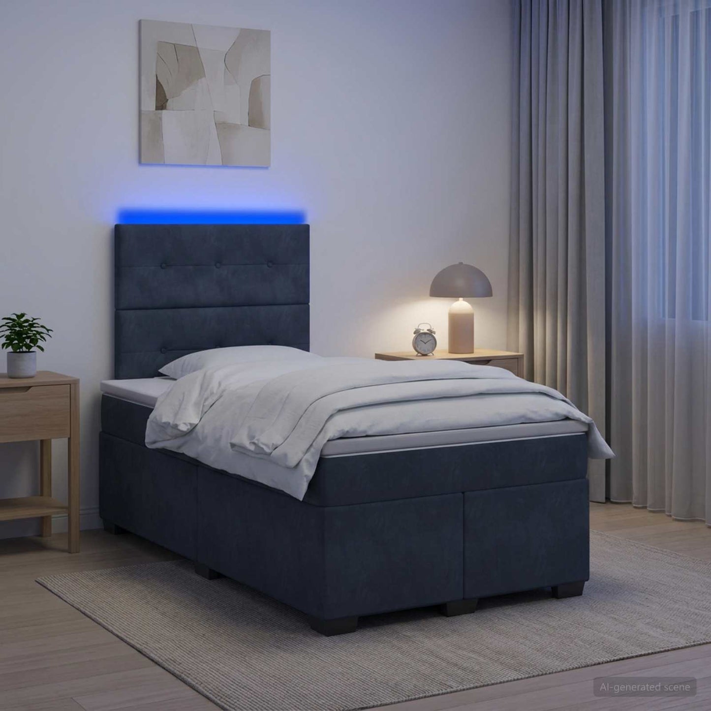 Boxspring ágy matraccal Sötétszürke 120 x 190 cm Bársony