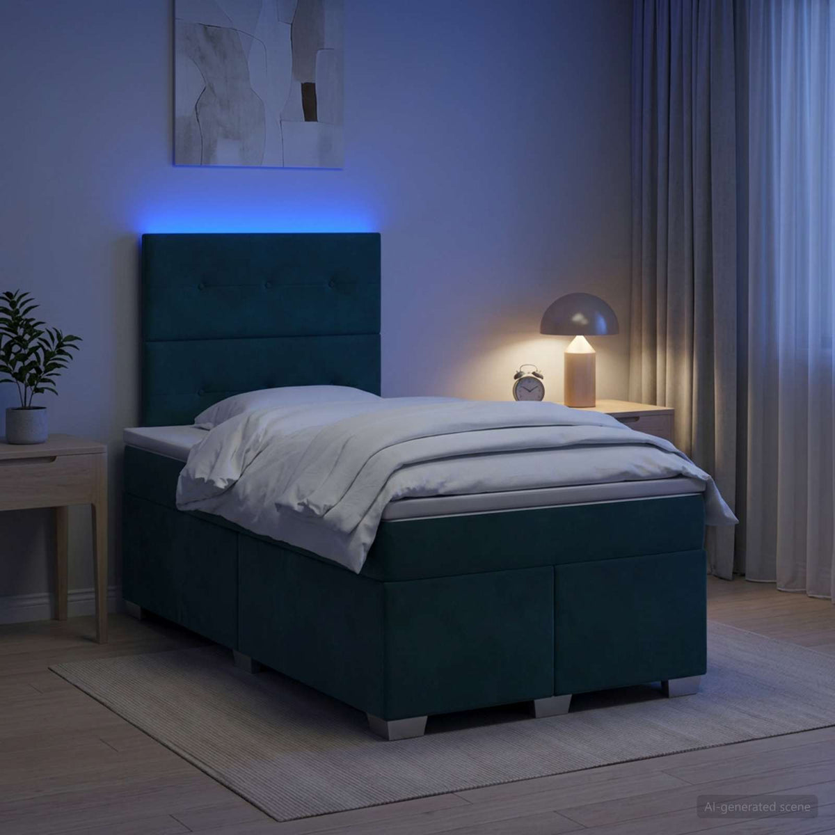 Boxspring ágy matraccal Sötétzöld 120 x 200 cm Bársony