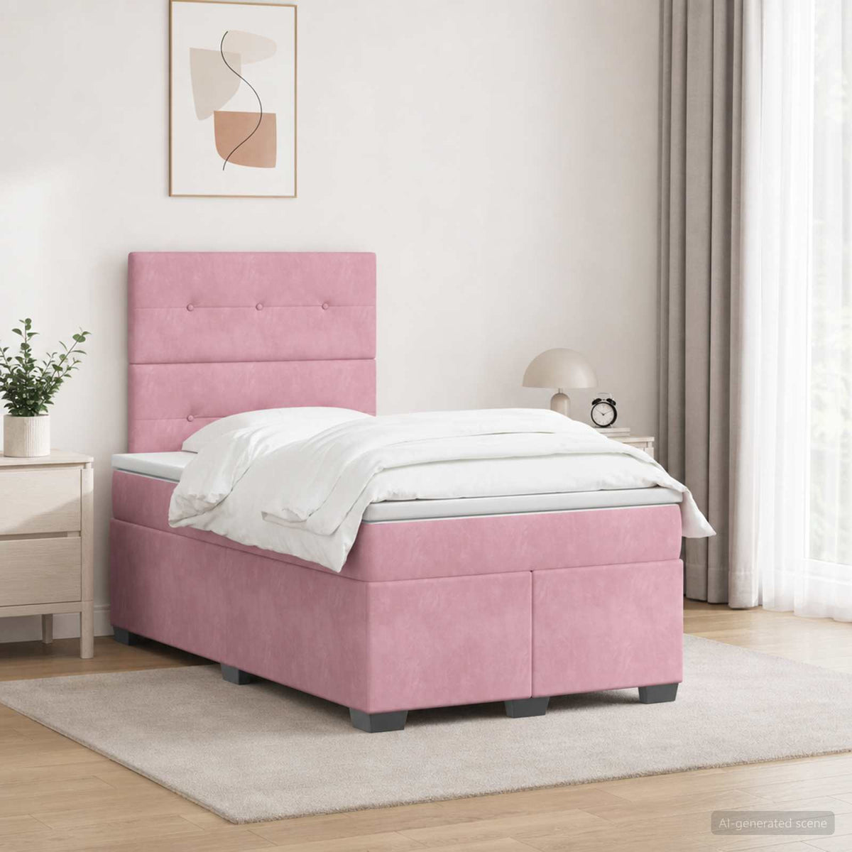 Boxspring ágy matraccal Rózsaszín 120 x 190 cm Bársony