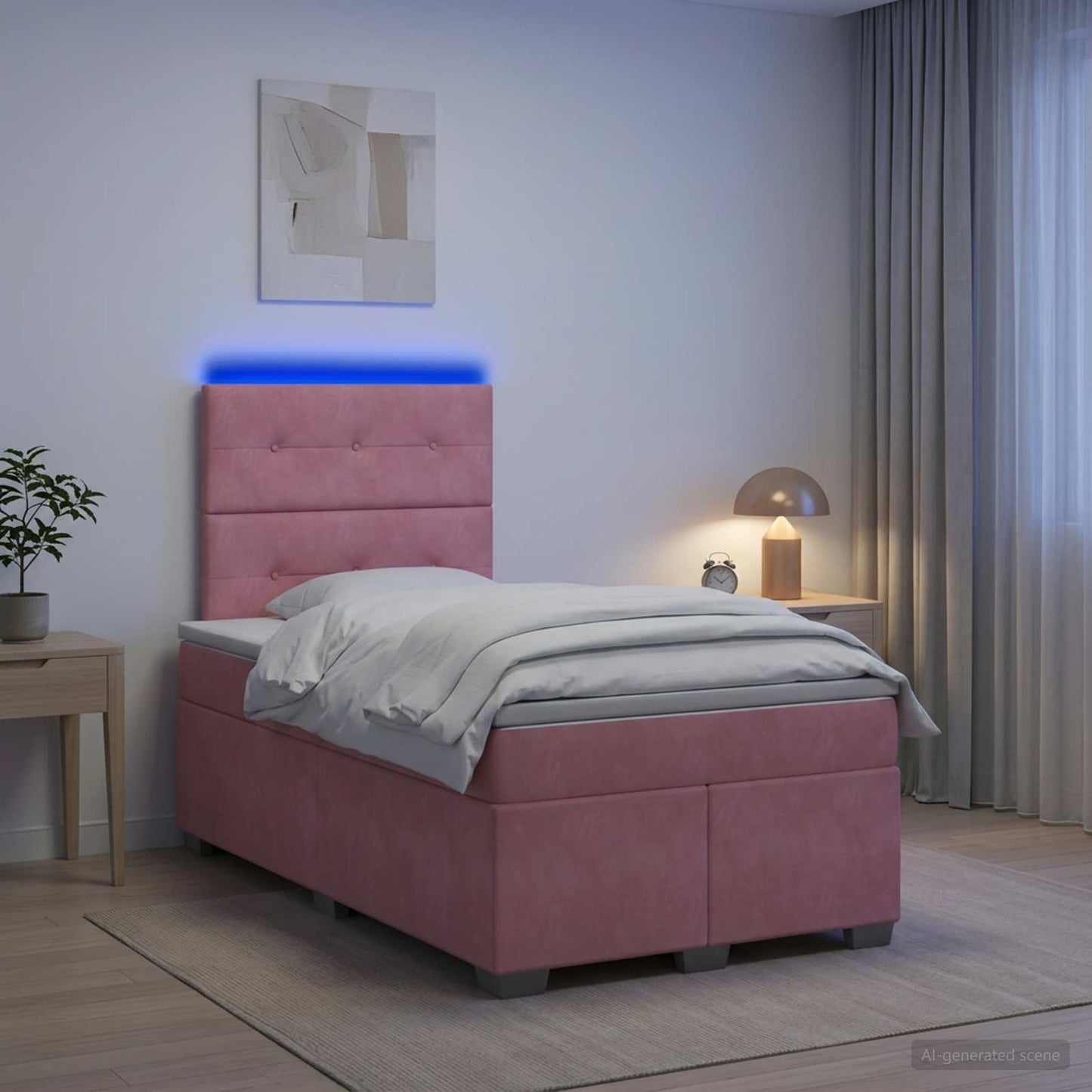 Boxspring ágy matraccal Rózsaszín 120 x 190 cm Bársony