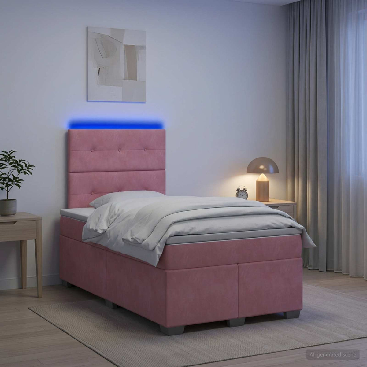 Boxspring ágy matraccal Rózsaszín 120 x 200 cm Bársony