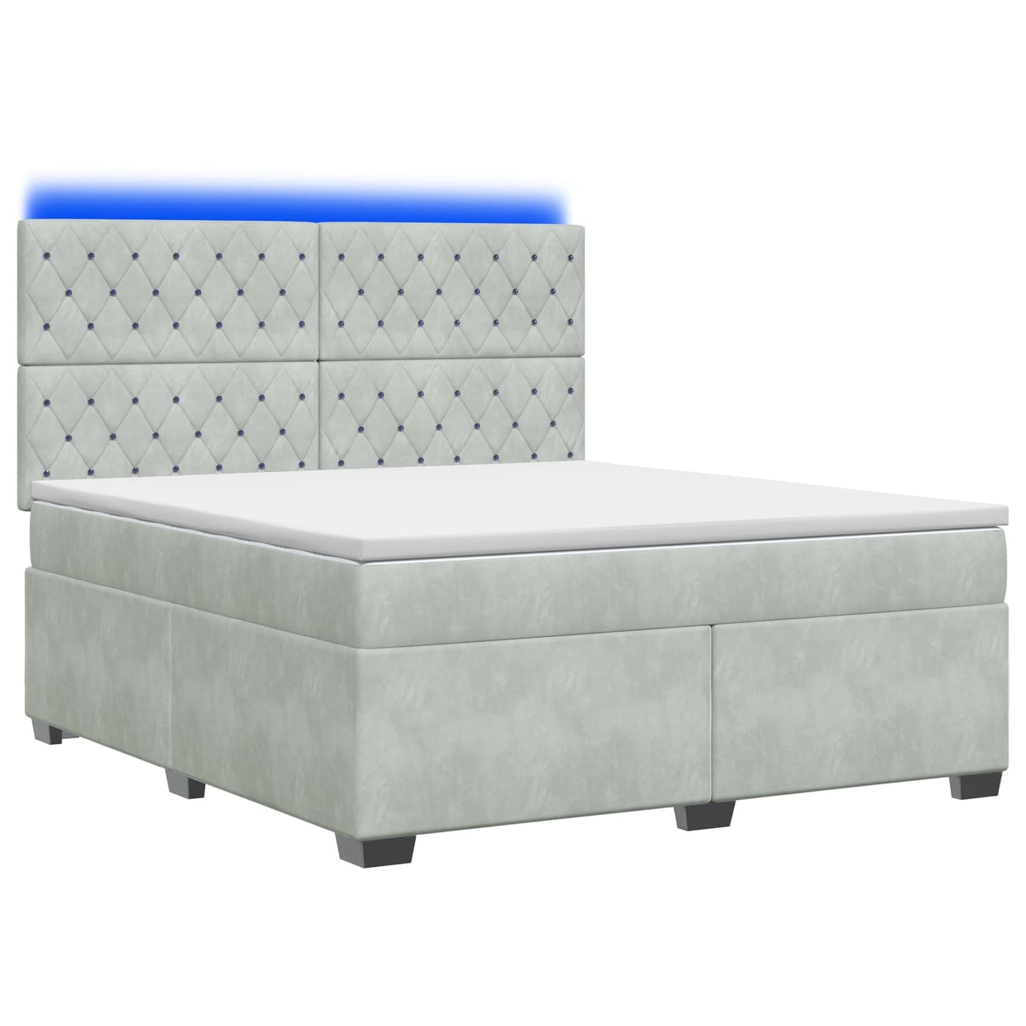 Boxspring ágy matraccal Világosszürke 140 x 200 cm Bársony