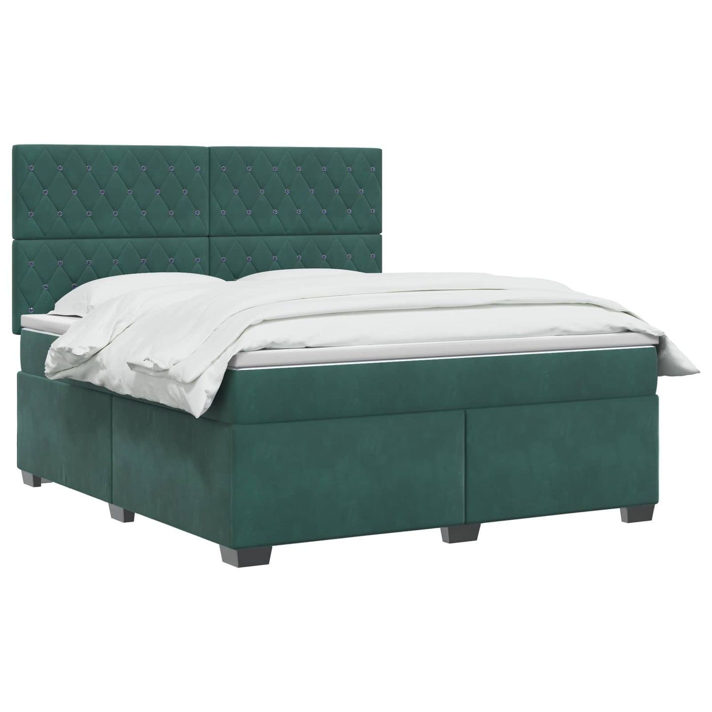 Boxspring ágy matraccal Sötétzöld 140 x 200 cm Bársony