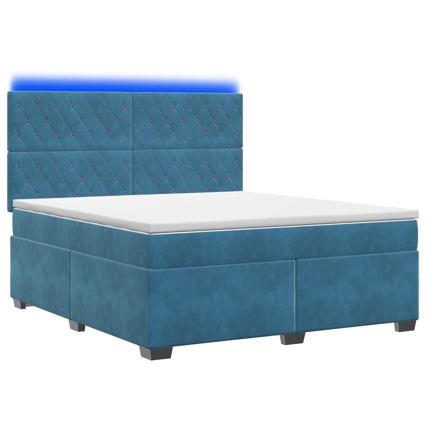 Boxspring ágy matraccal fejtámlával Kék 140 x 200 cm Bársony