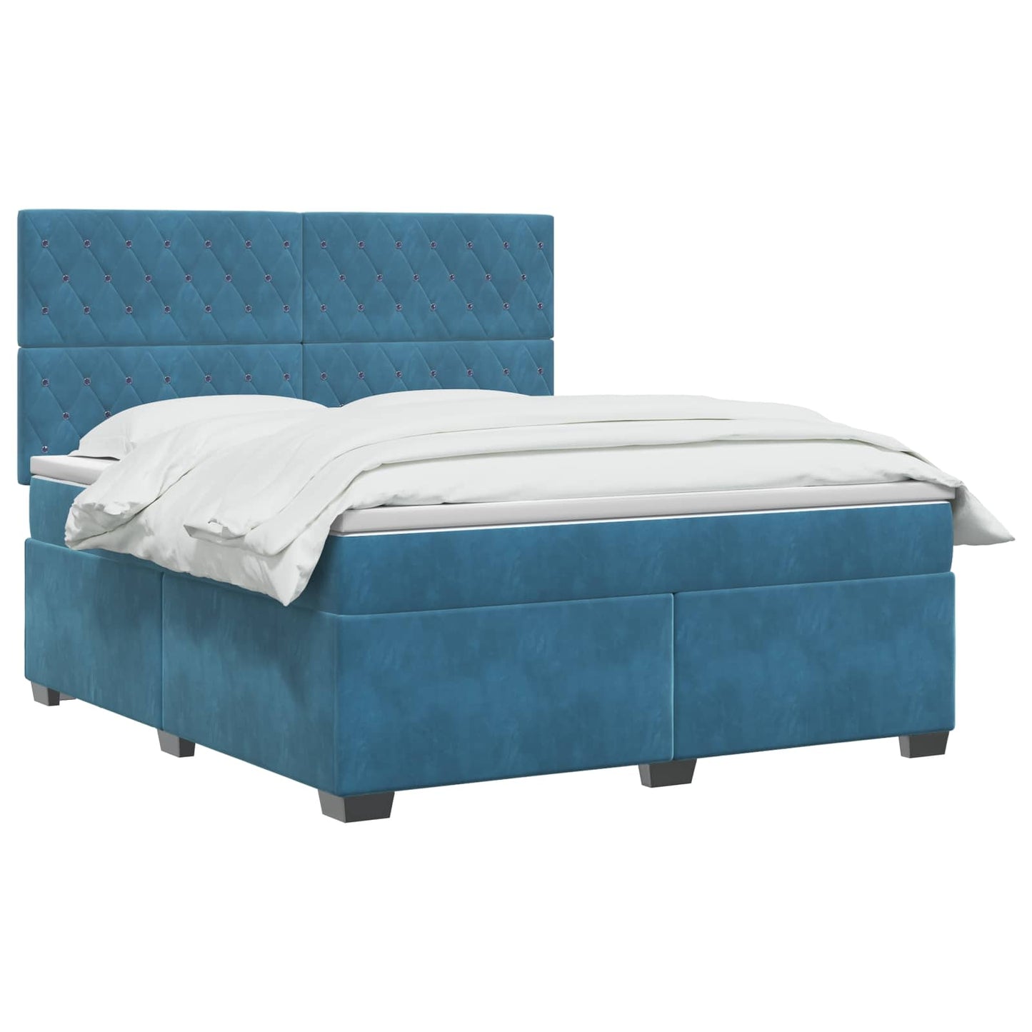 Boxspring ágy matraccal fejtámlával Kék 140 x 200 cm Bársony