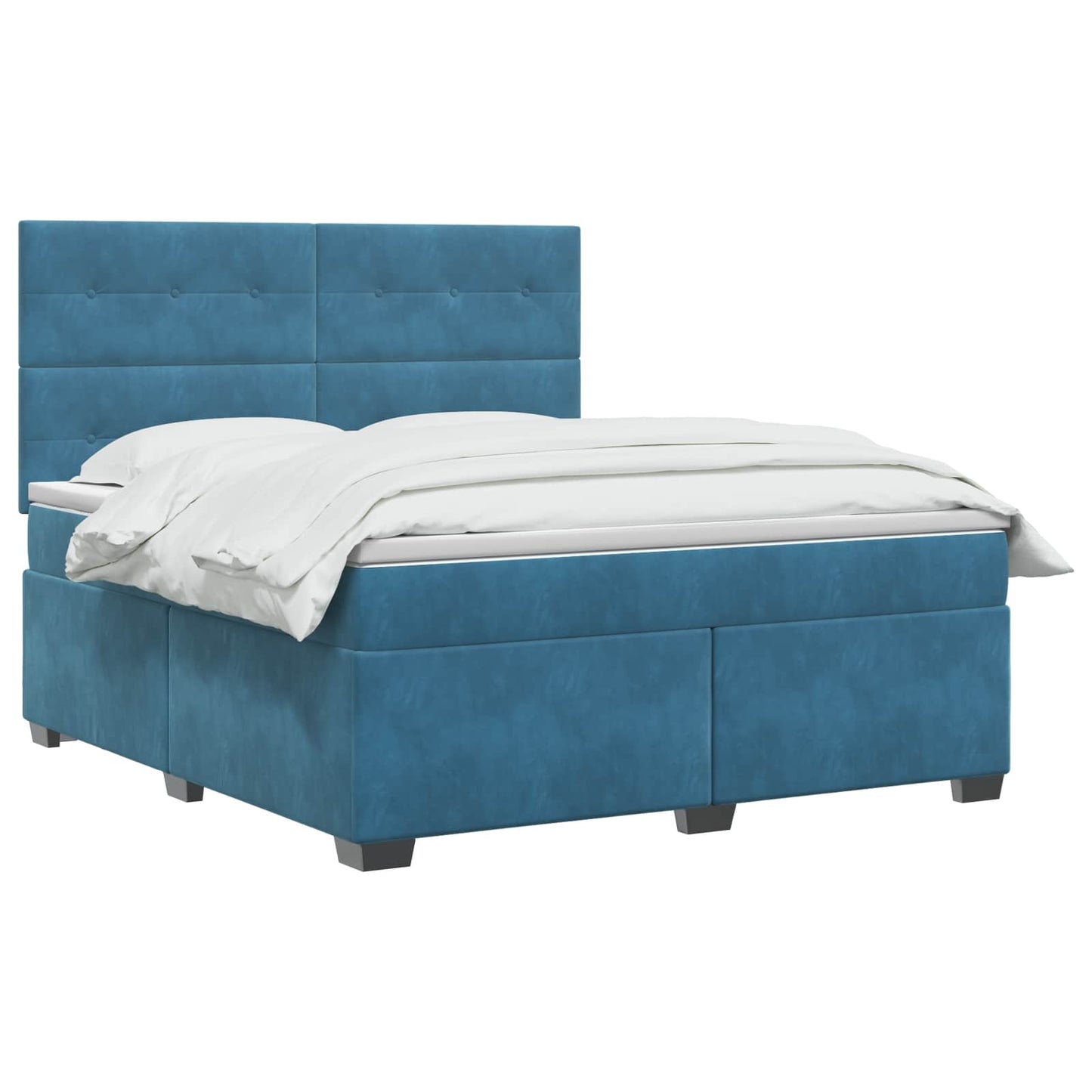 Boxspring ágy matraccal fejtámlával Kék 140 x 200 cm Bársony