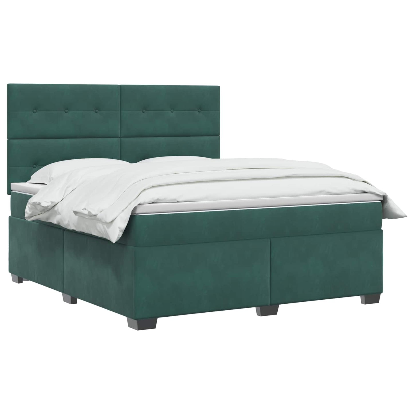 Boxspring ágy matraccal Sötétzöld 160 x 200 cm Bársony