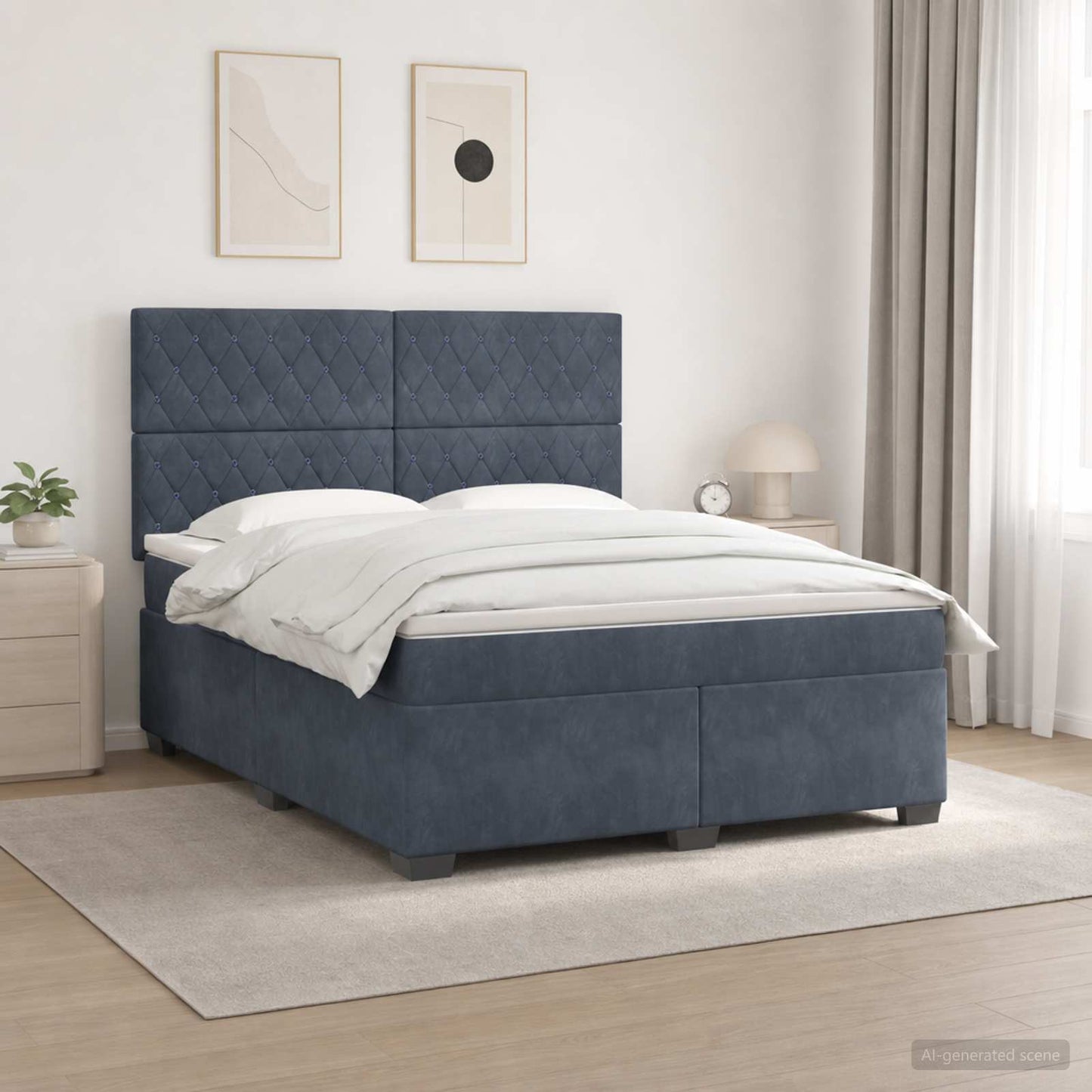 Boxspring ágy matraccal Sötétszürke 160 x 200 cm Bársony