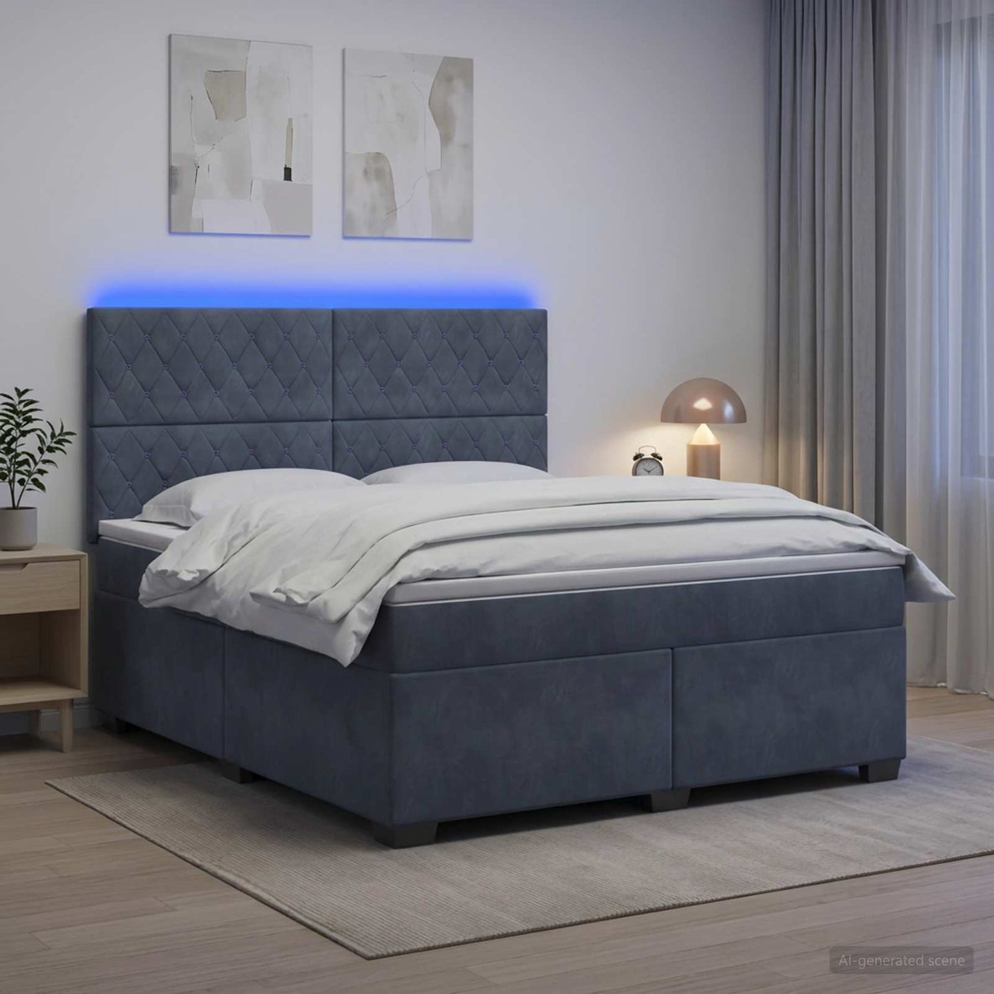 Boxspring ágy matraccal Sötétszürke 160 x 200 cm Bársony