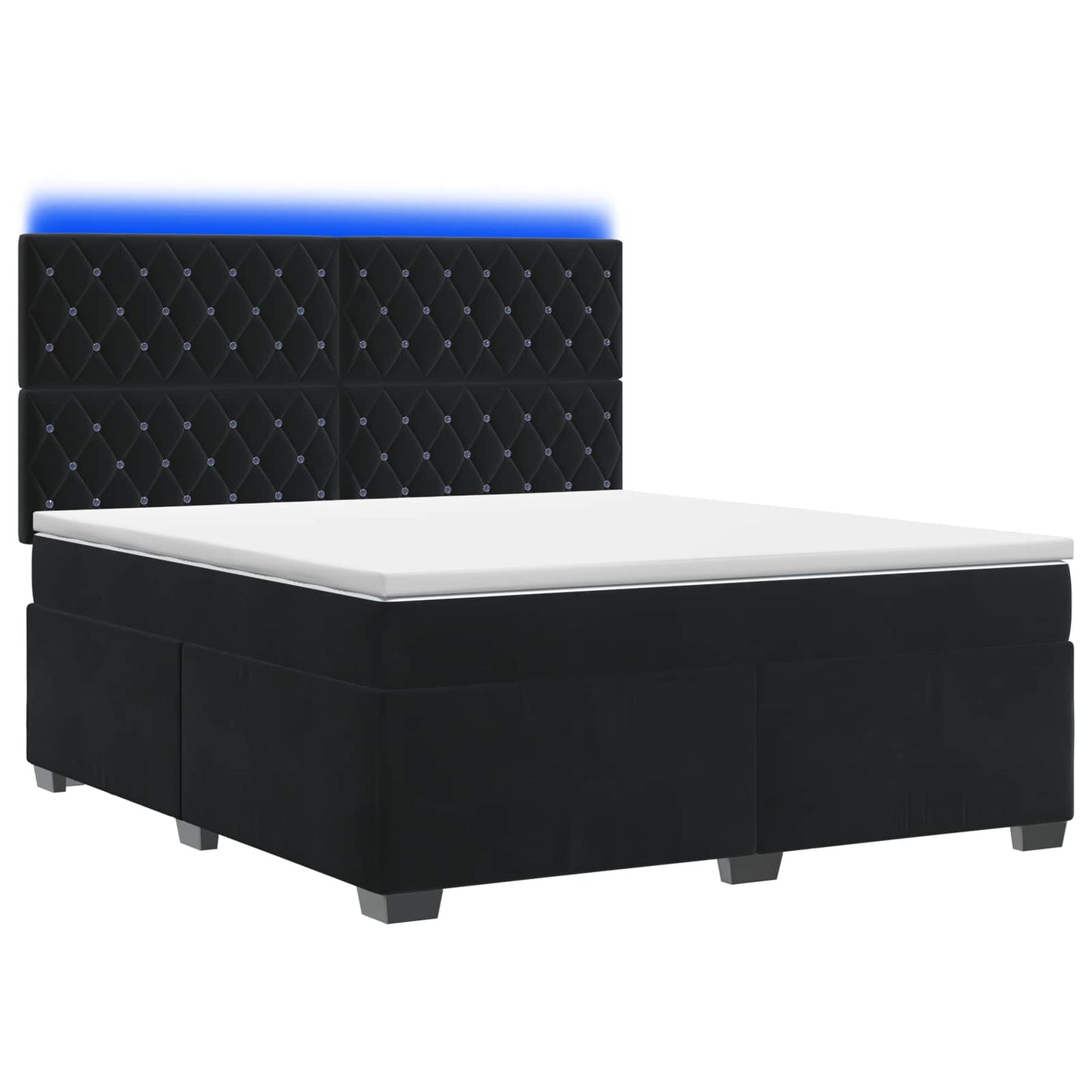 Boxspring ágy matraccal fejtámlával Fekete 180 x 200 cm Bársony