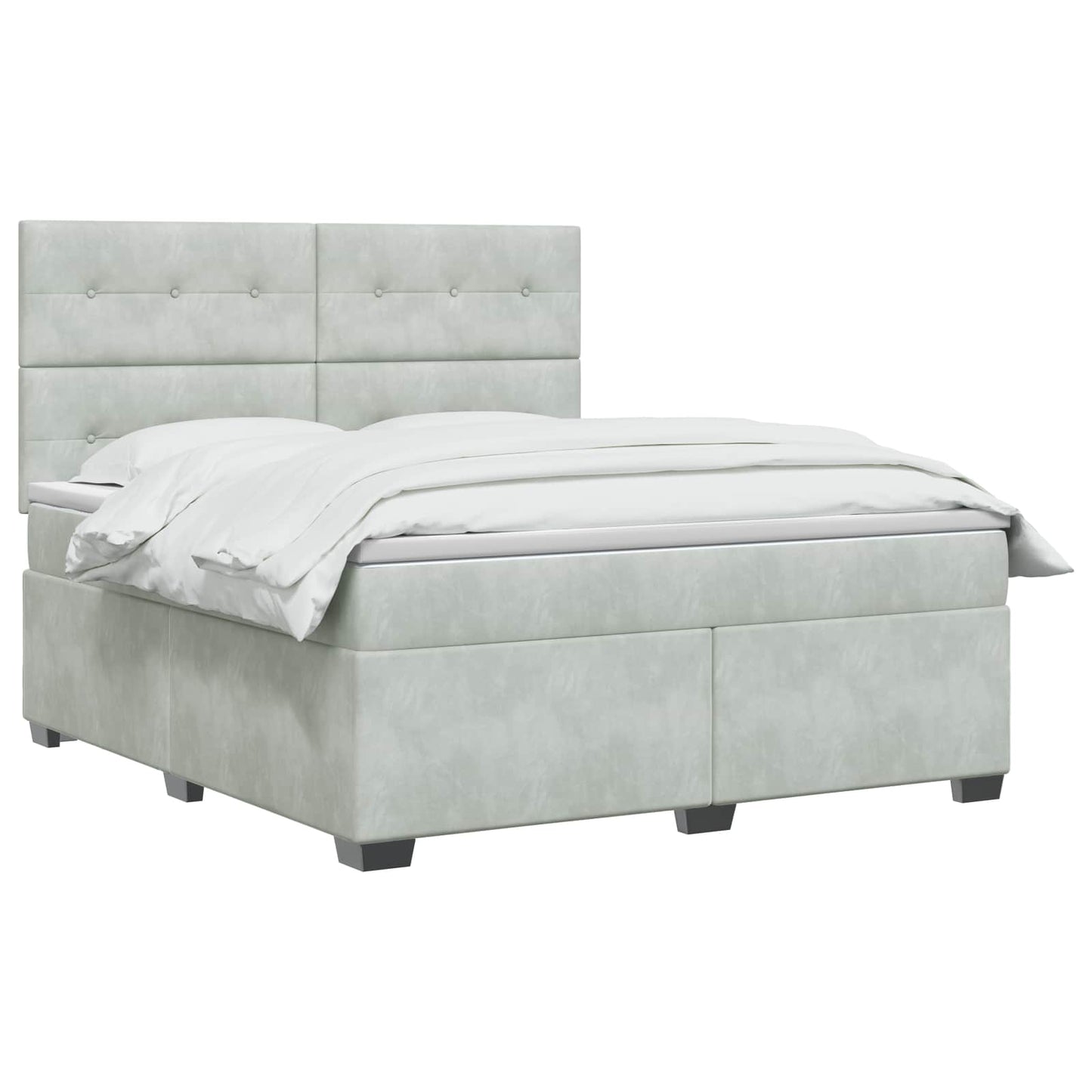 Boxspring ágy matraccal Világosszürke 180 x 200 cm Bársony