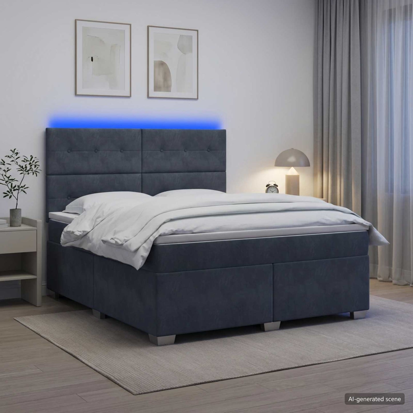 Boxspring ágy matraccal Sötétszürke 140 x 200 cm Bársony