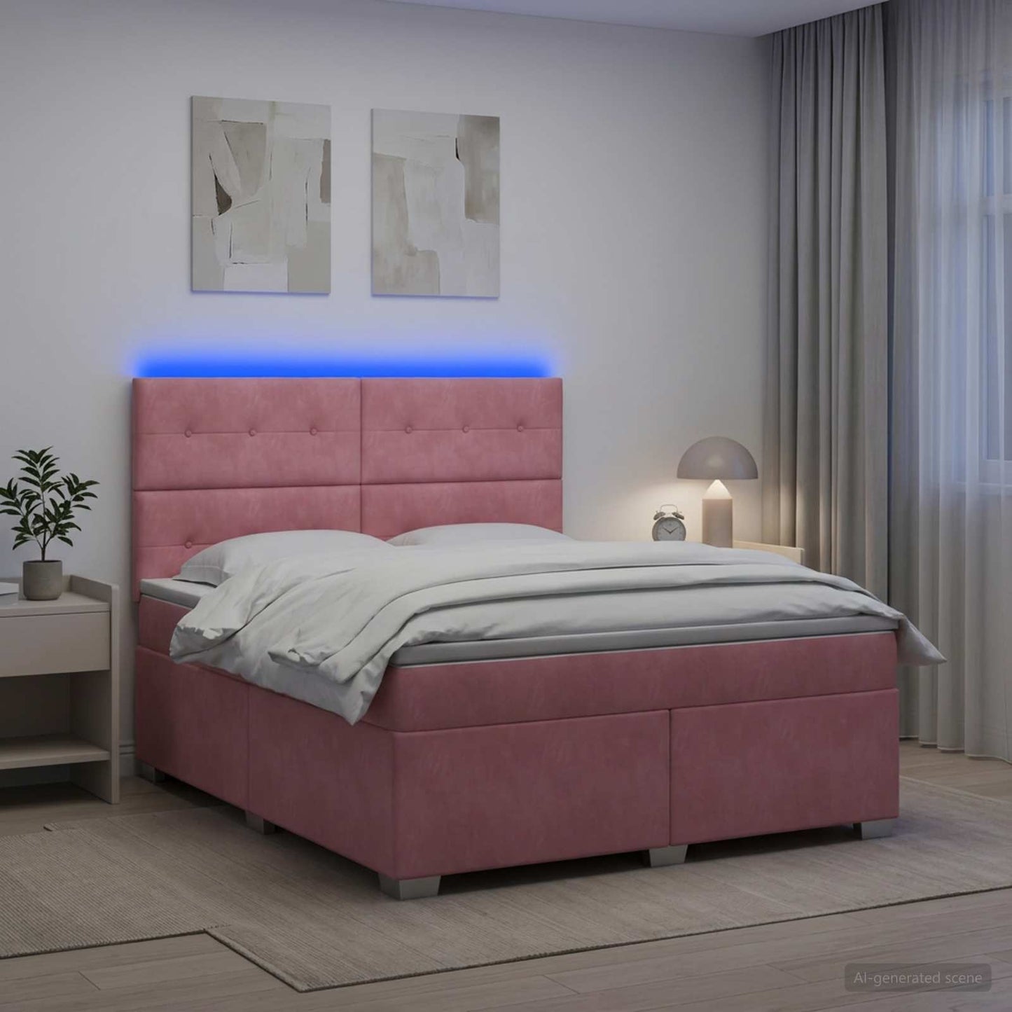 Boxspring ágy matraccal Rózsaszín 160 x 200 cm Bársony