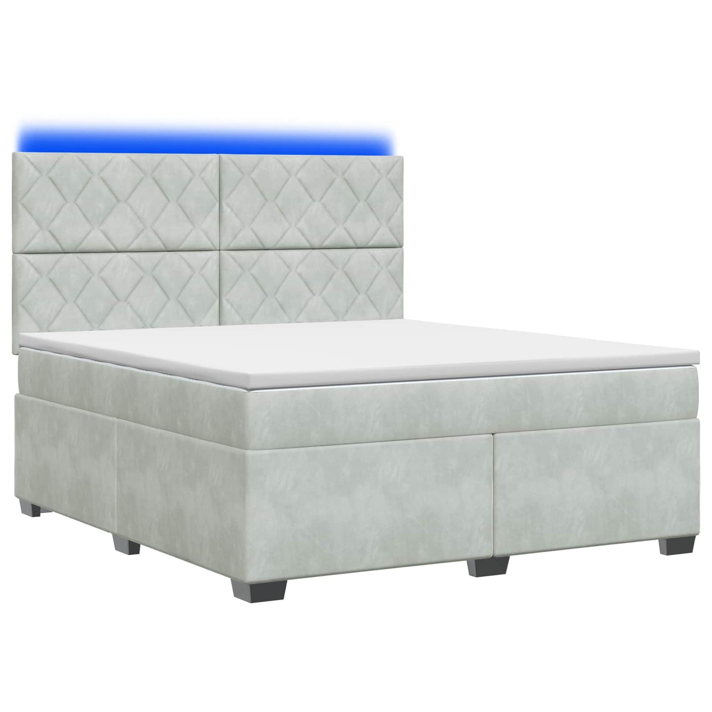 Boxspring ágy matraccal Világosszürke 180 x 200 cm Bársony