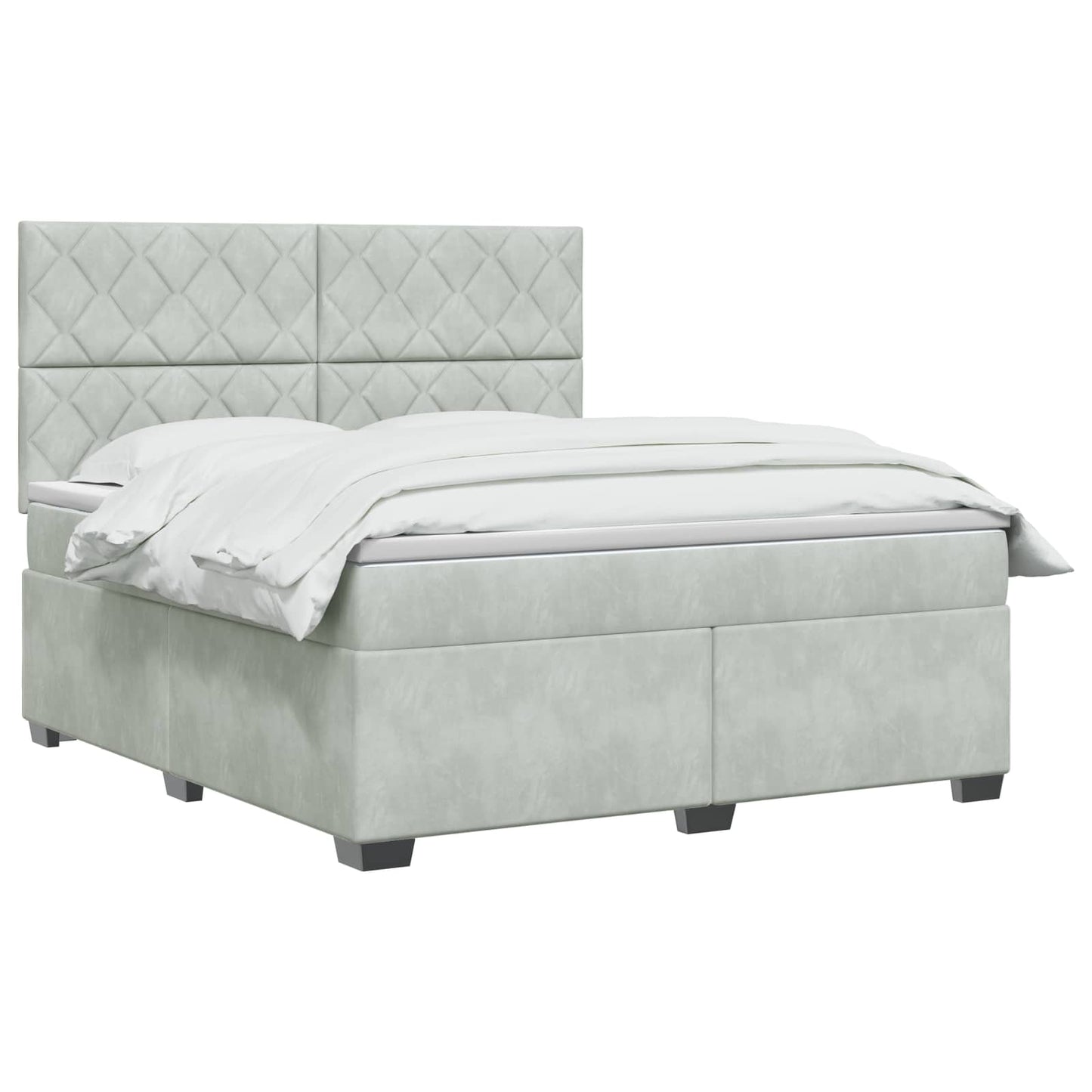 Boxspring ágy matraccal Világosszürke 180 x 200 cm Bársony