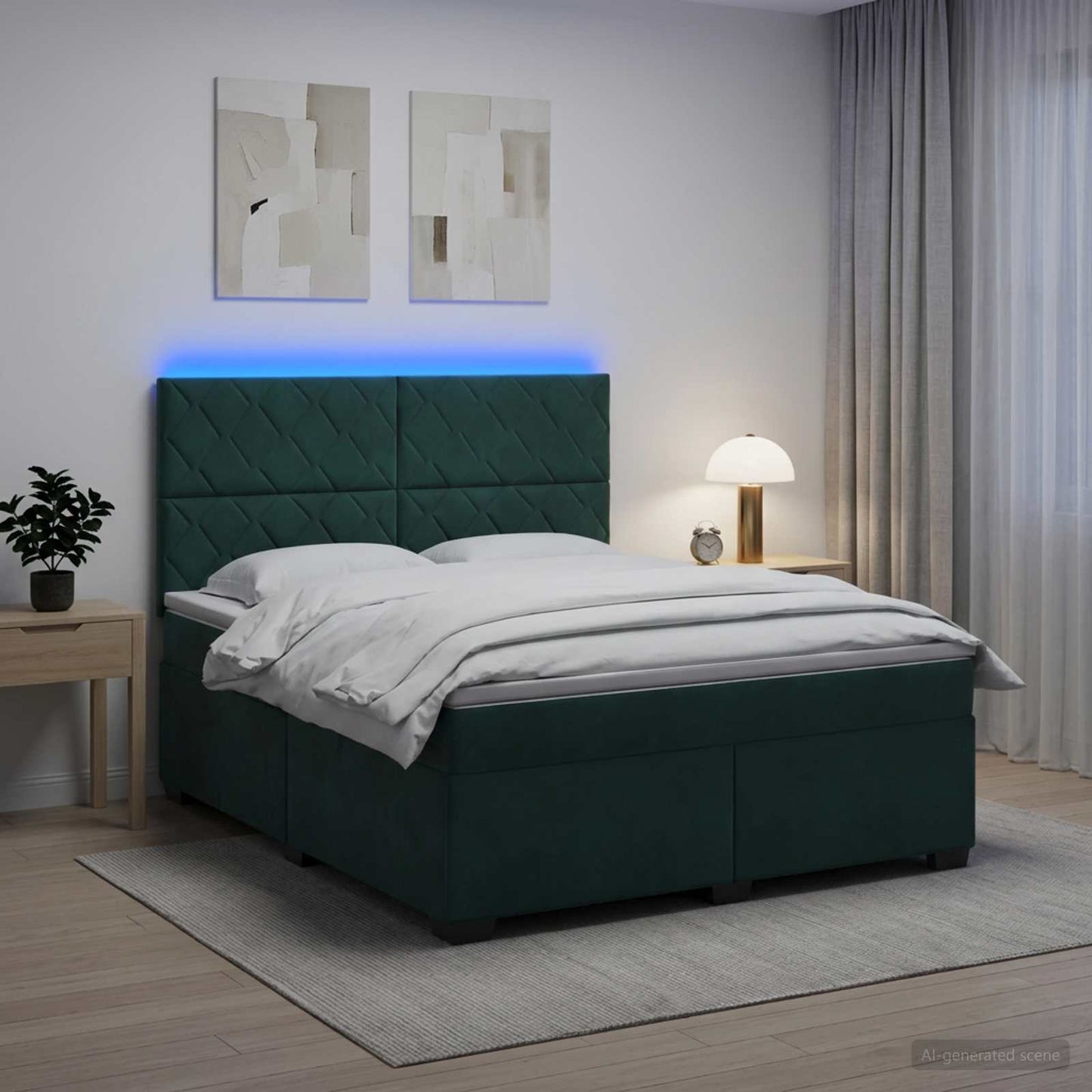 Boxspring ágy matraccal Sötétzöld 140 x 200 cm Bársony