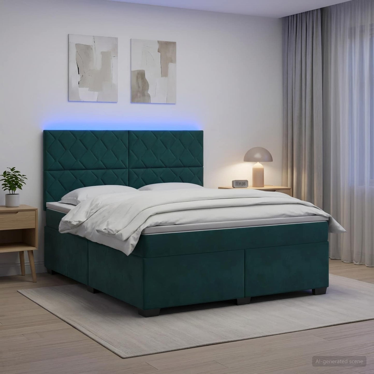 Boxspring ágy matraccal Sötétzöld 140 x 200 cm Bársony
