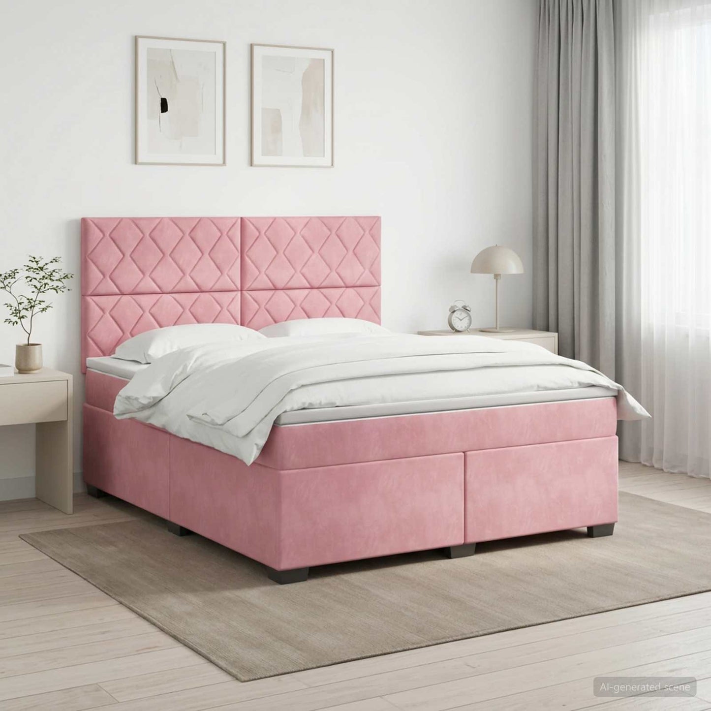 Boxspring ágy matraccal Rózsaszín 140 x 200 cm Bársony