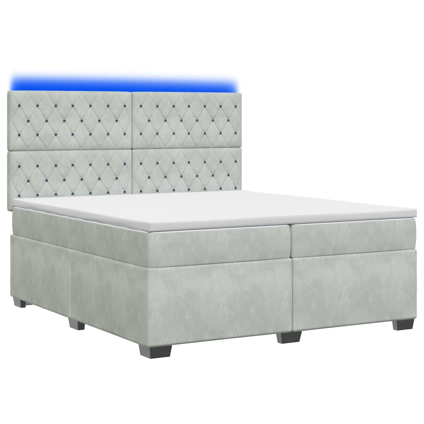 Boxspring ágy matraccal Világosszürke 200 x 200 cm Bársony
